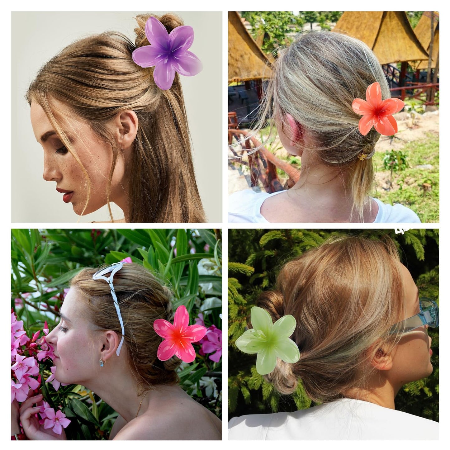 6PCS 3D Effect Flower Hair Clips Set【NO Damage】【Strong Grip】【Non-Slip】Hair Clips For Thin Hair/Thick Hair,Flower Claw Clips For Women,Multicolor B
