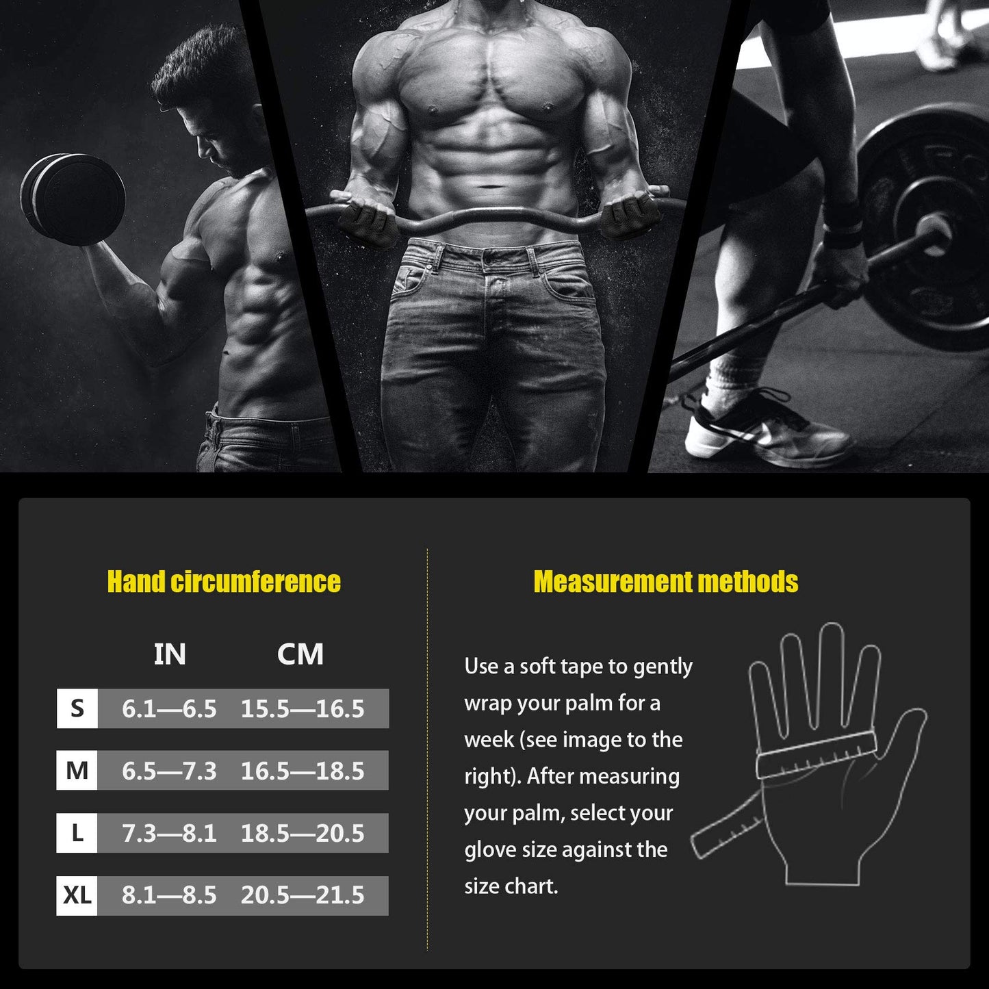 Workout Gloves Weight Lifting Gloves: Fingerless Gym Gloves with Wrist Wraps Support for Mens & Womens, Full Palm Protection Breathable Sports Gloves for Exercise, Training, Fitness, Pull-up (S)