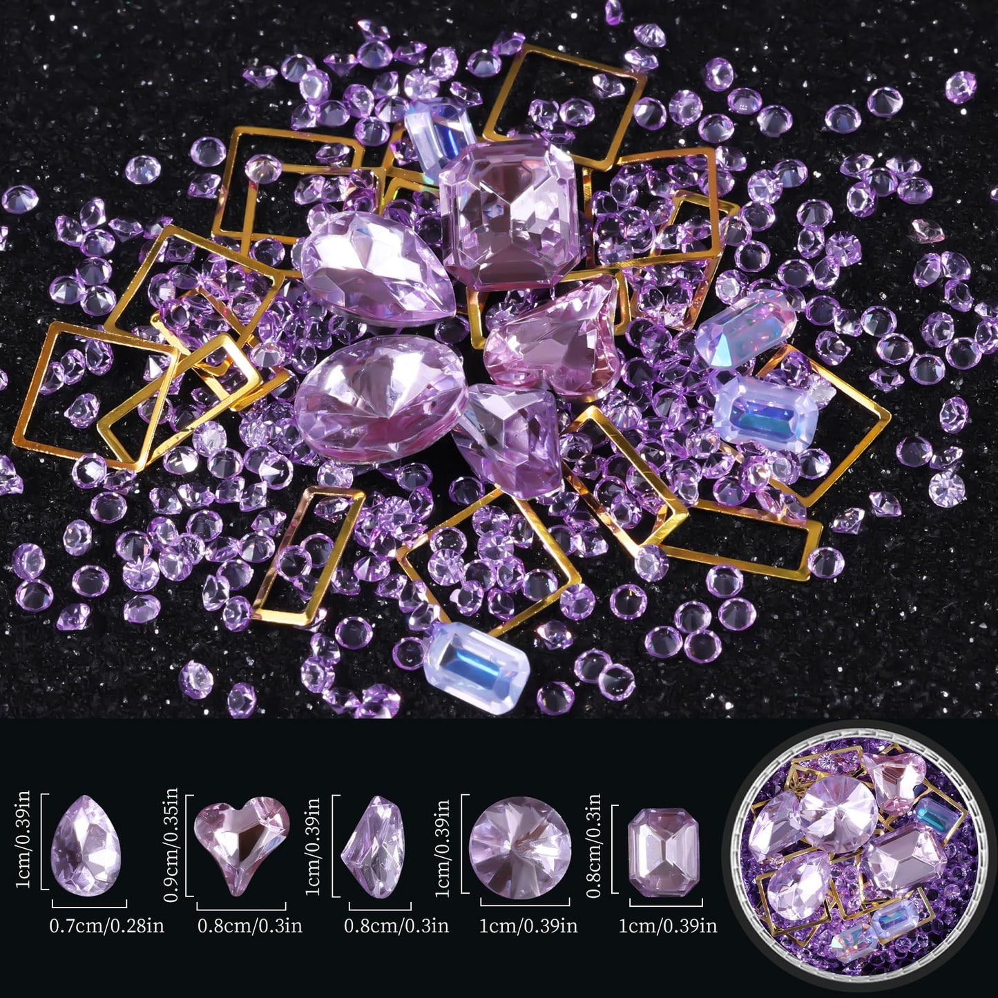 6 Wheels Mixed Sparkle Nail Art Rhinestones Diamonds Crystals Butterfly Beads Artificial Pearls Gold Silver Nail Studs Gems Metal Hollow Rivets Charms (Kit-4)