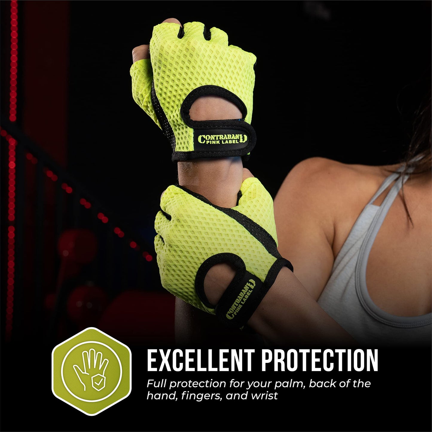 Contraband Pink Label 5307 Womens Designer Workout Gloves | Low Sweat Diamond Mesh Fabric w/Grip-Lock⢠Silicone Palm (Green, X-Small)