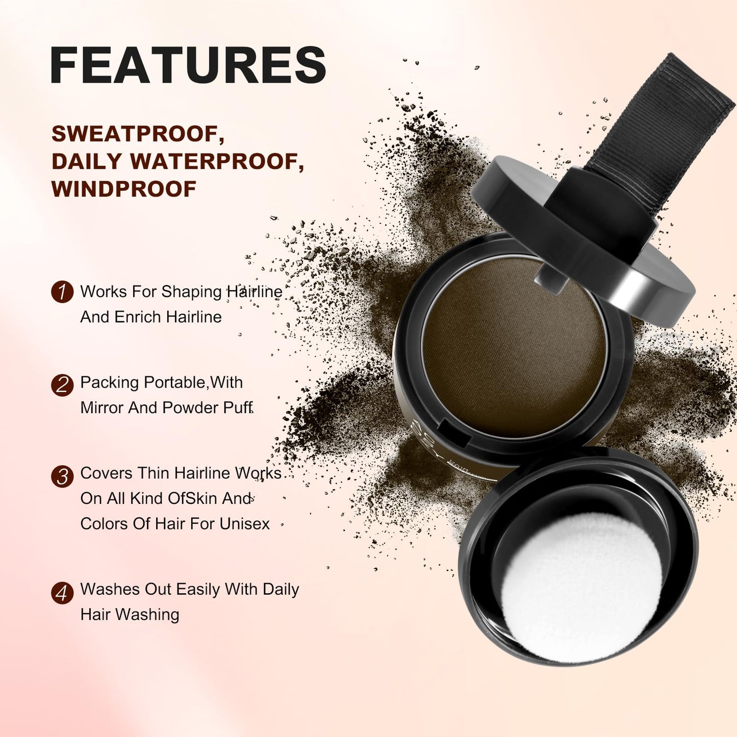 Acosexy Root Cover Up Hair and Beard Line Powder - Dark Brown for Women's Eyebrows, Men's Gray Hair Coverage, Bald Spots (Dark Brown)