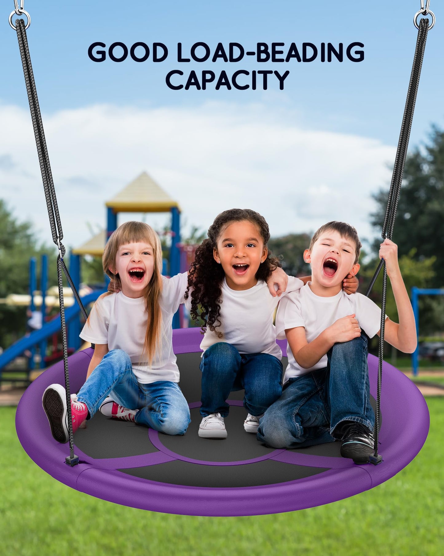 43" Saucer Tree Swing for Kids Adult, 700lbs Weight Capacity, Waterproof Flying Saucer Swing with Adjustable Hanging Straps, Swing Seats for Backyard Outdoor Indoor Playground, Purple