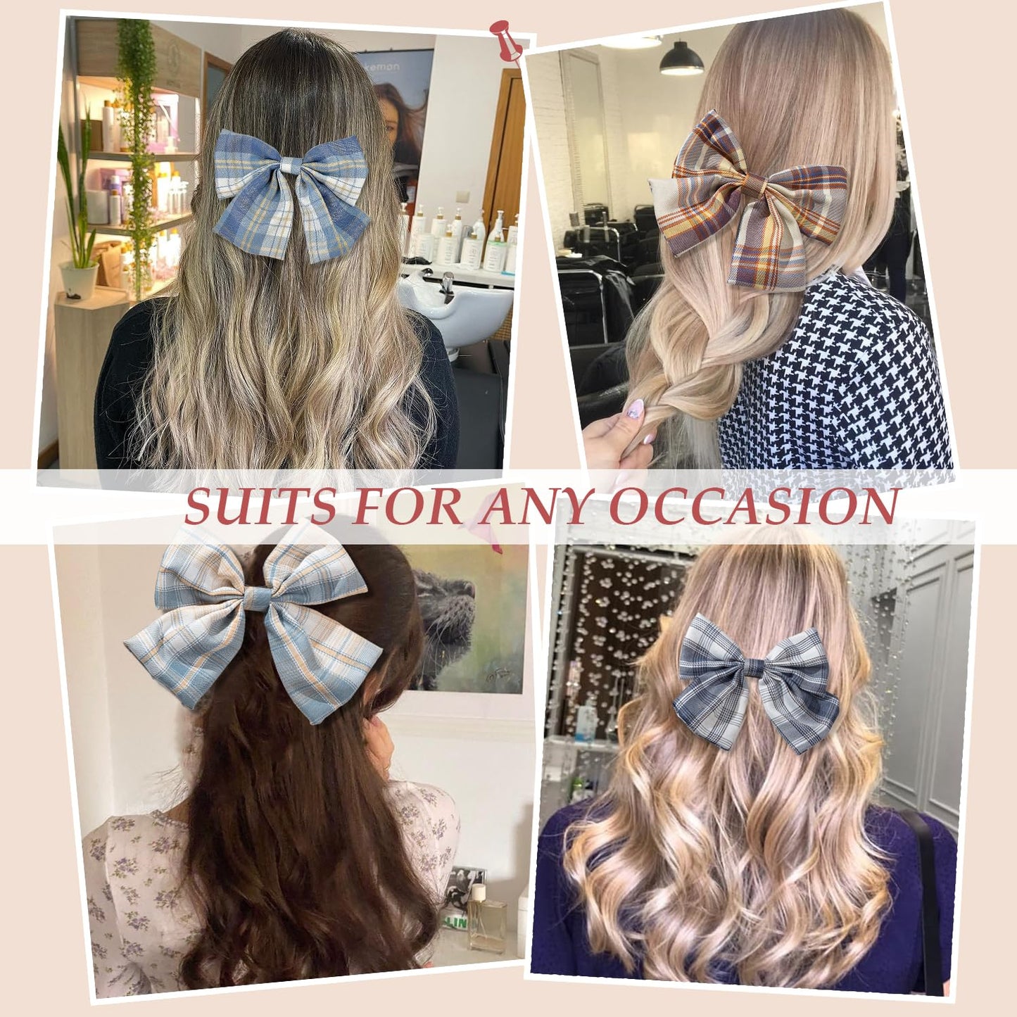 8 PCS Hair Bows for Women Girls,Hair Bows,Bow-knot Hair Clips for Women Thick Hair & Thin Hair,Big Bows Hair Clips,Nonslip Bows Claw Clips for Women