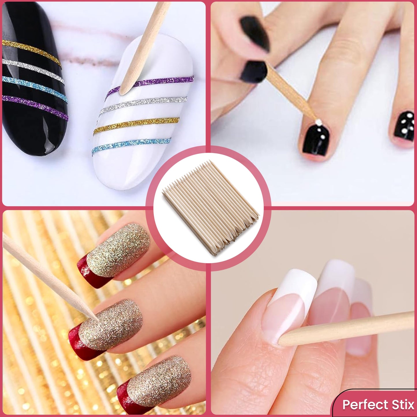 4" Wooden Cuticle Sticks/Natural Wood/Pedicure/Manicure Cleaning and Nail Care- Package of 200ct