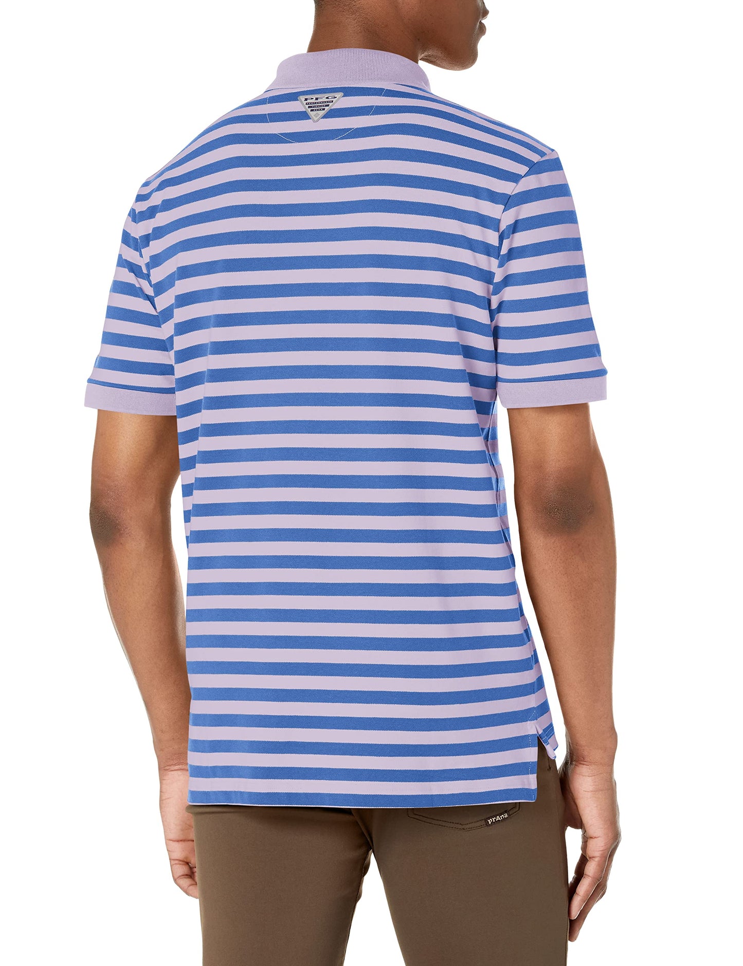 Columbia Men's Super Bonefish Pique Polo, Soft Violet Hook Em Stripe, Medium