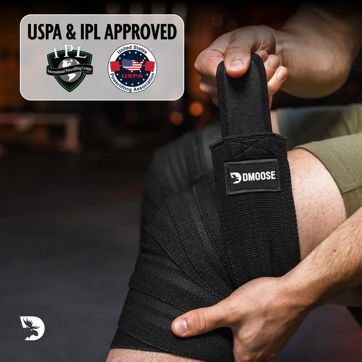 DMoose Knee Support Wraps, Knee Compression Sleeves Women and Men, Knee Compression Sleeve Women, Knee Strap for Football, Volleyball, Jogging, Basketball, and Soccer β Black (Pair)