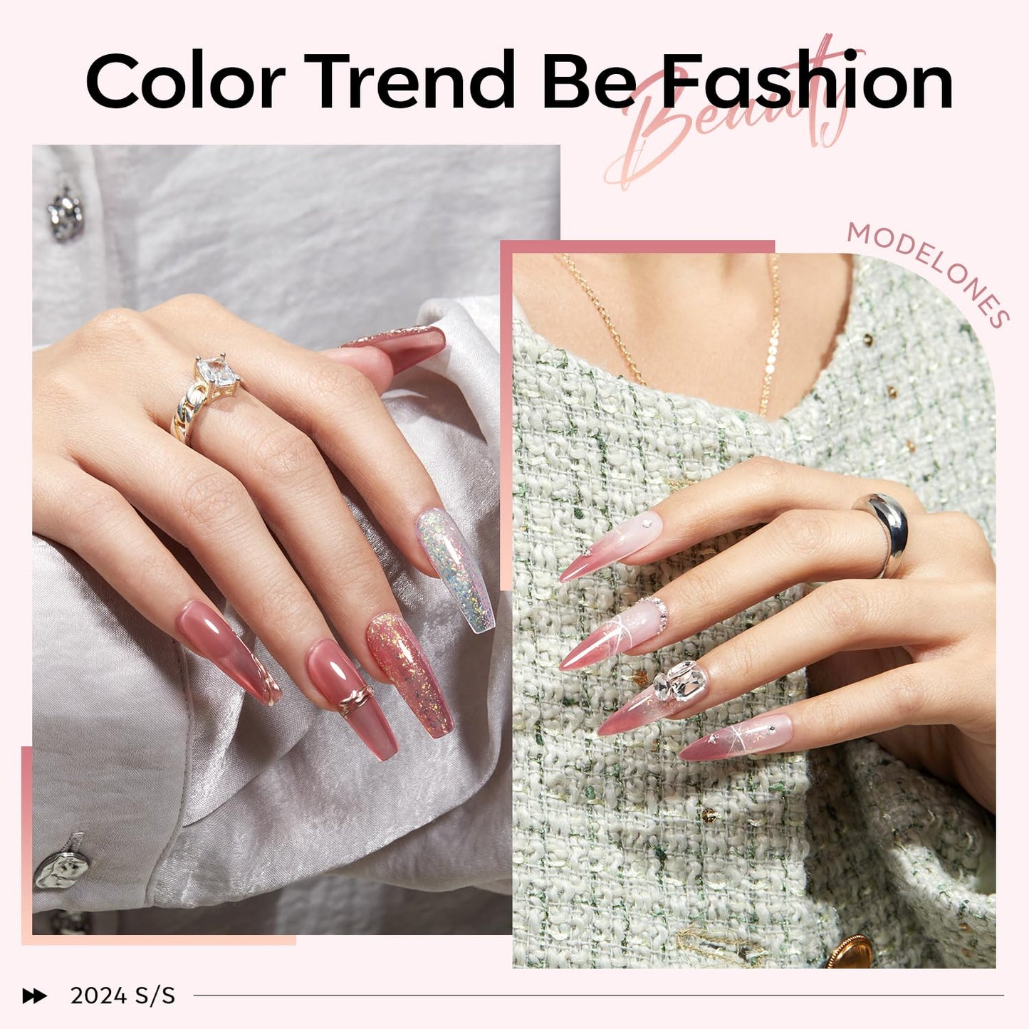 modelones Gel Nail Polish Set 2 Pcs 15 ML French Tip Red White Jelly Gel Polish Glitter Shimmer Pearl Pink Soak Off UV French Tip Gel Polish For Nail Art DIY Manicure At Home For Women Girl