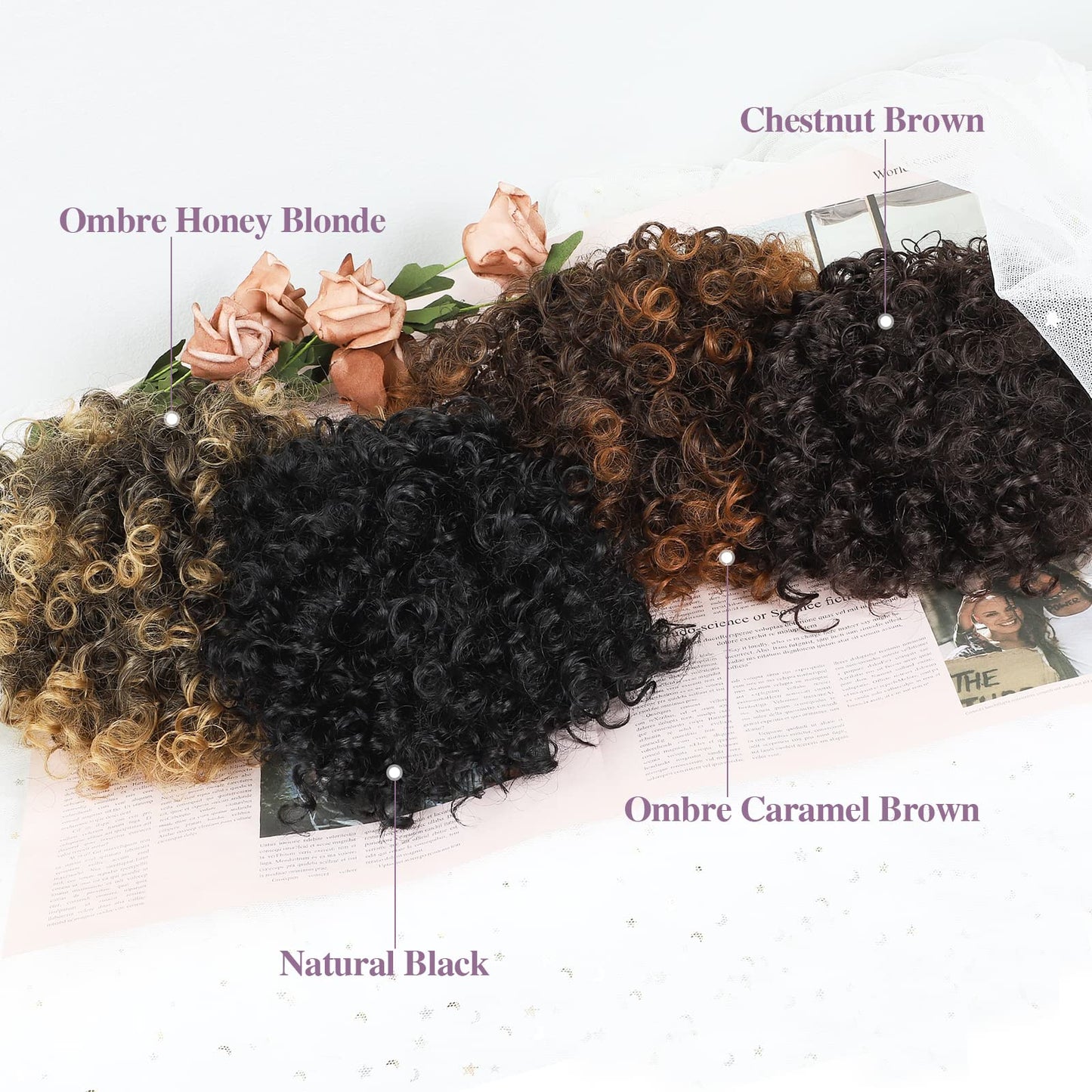 DOROJJ Curly Drawstring Ponytail for Black Women Curly hair Bun Drawstring Ponytail Extension for Women Synethetic Curly Messy Hair Bun Ponytail Drawstring Ponytail for Daily Use (Natural Black)