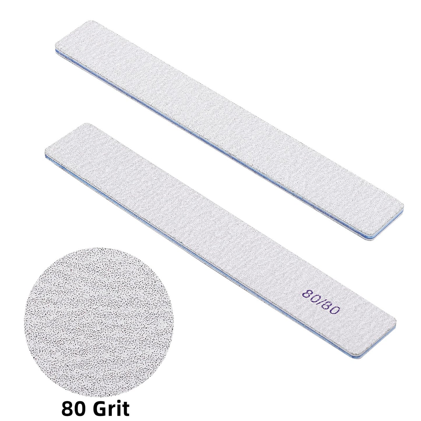 50 Count Rectangle Nail Files for Acrylic Nails, 80 Grit Coarse Nail File Reusable Emery Boards Manicure Tools