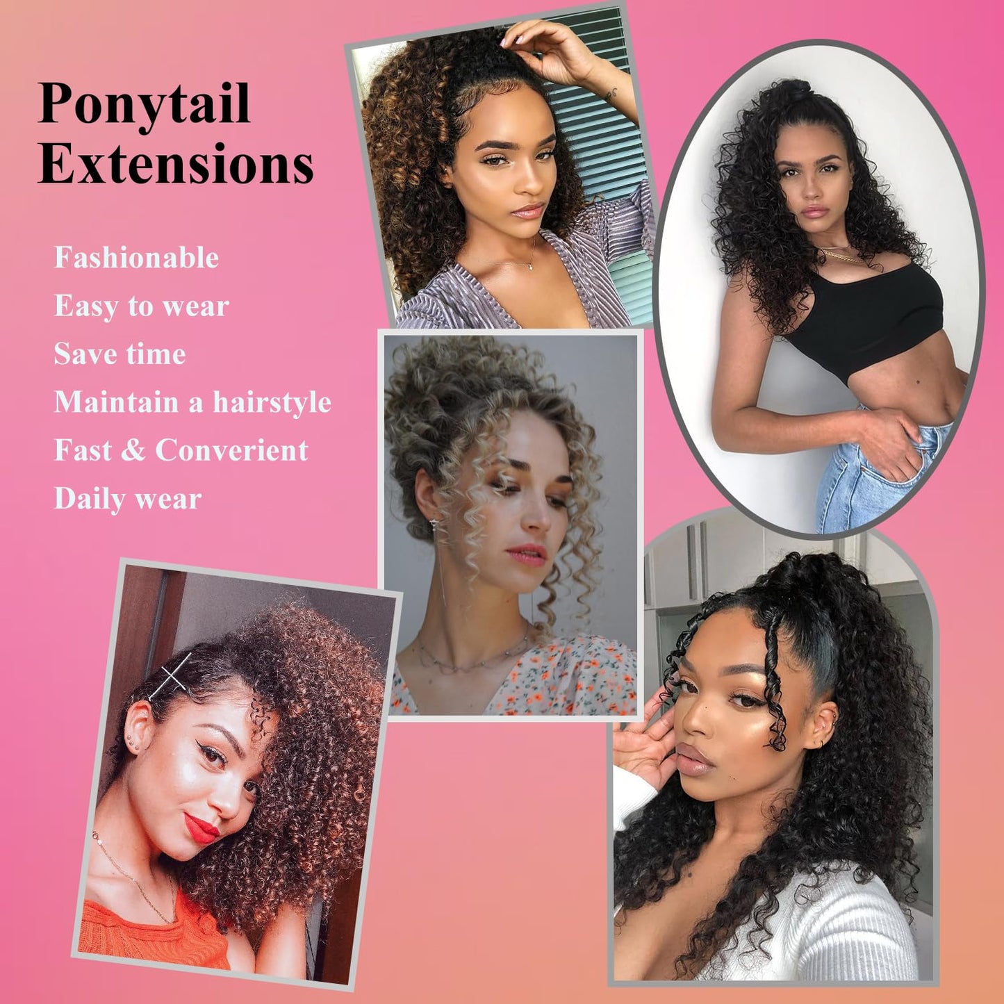XSASLYET 10 Inch Drawstring Ponytail Extension for Black Women, Curly Long Hair Ponytail, Natural Black Pony Tails Hair Extensions with Secure Fit for Easy Daily Wear (27)