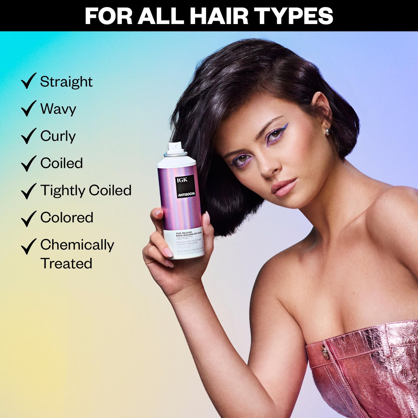 IGK Antisocial Travel Dry Hair Mask – Leave-in Overnight Mask | Hair Bond-Building Treatment for Dry Hair | Overnight Hydration & Shine | Repairs, Softens & Perfect for Extensions (1.7 oz)
