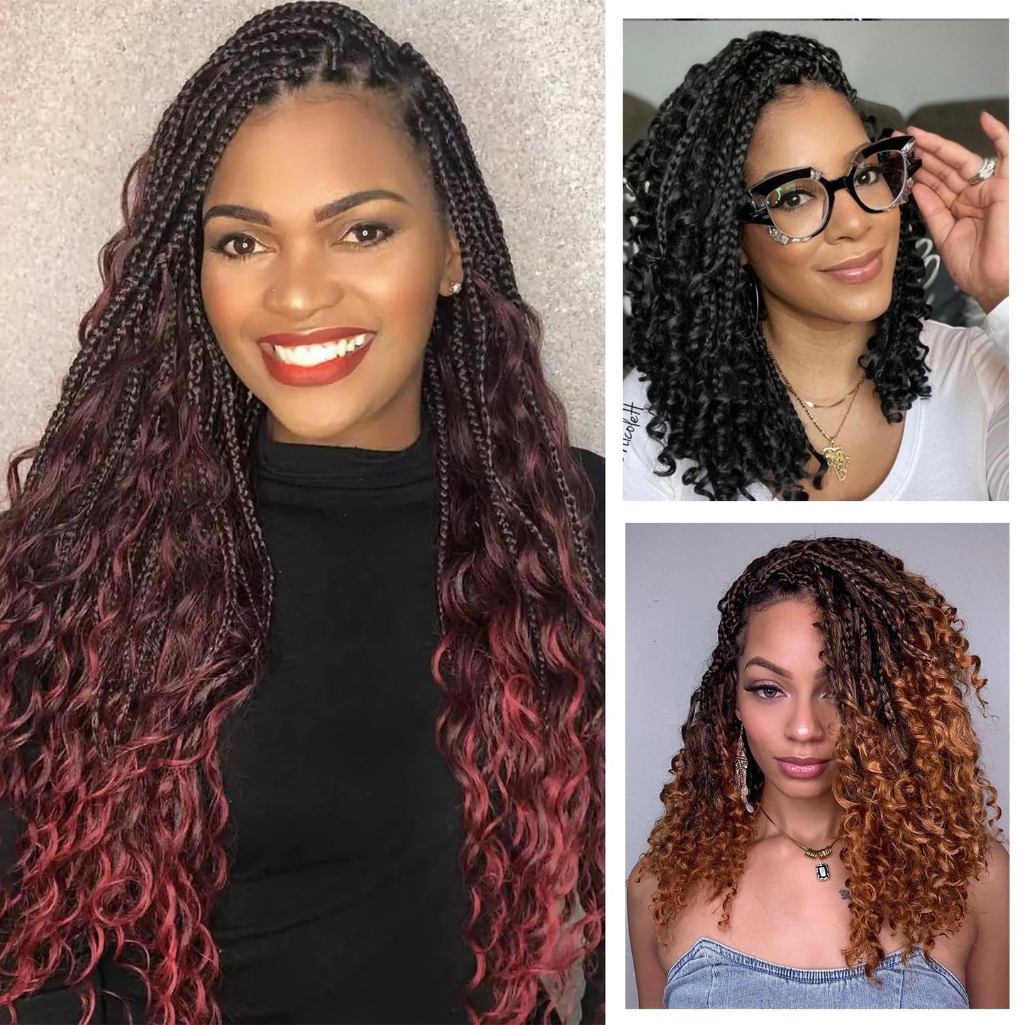 8 Packs Boho Braids Crochet Hair-18 Inch Crochet Box Braids- Bohomian Box Braid Crochet Hair Synthetic Braiding Hair Goddess Box Braids Crochet Hair for Black Women(2#)