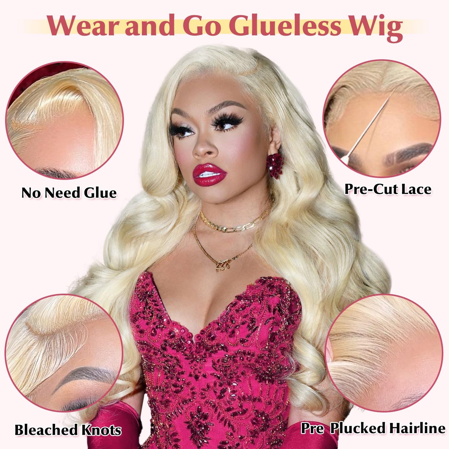 613 Closure Wig Human Hair Glueless Wigs Human Hair Pre Plucked Pre Cut 180% Density Wear and Go Glueless Wig 6x4 HD Body Wave Lace Front Wigs Human Hair for Women Frontal Wigs Human Hair 22inch