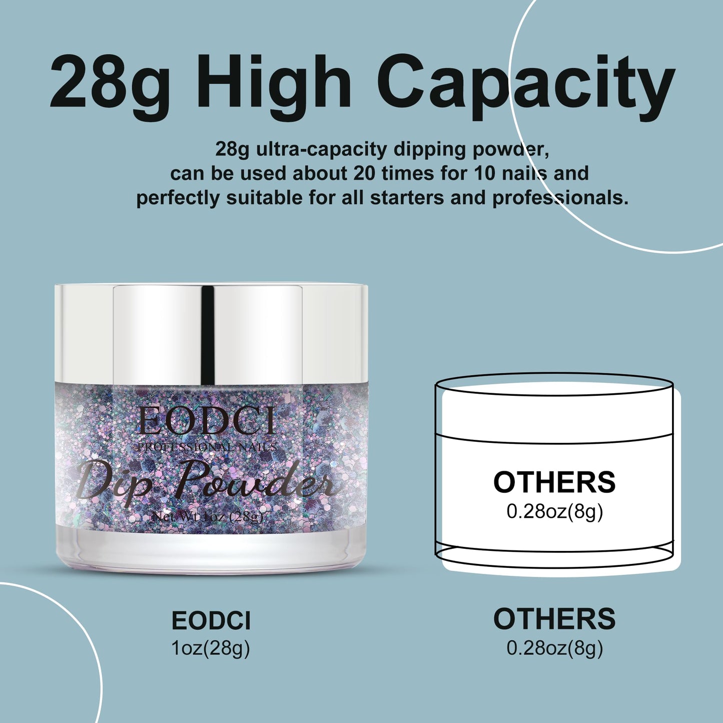 EODCI Glitter Chameleon Dark Blue Dip Powder, 1 Oz/28g Nail Dipping Powder for DIY Manicure Salon at Home Easy to Use Nail Dip Powder for Women Gift No Needed Nail Lamp Curing