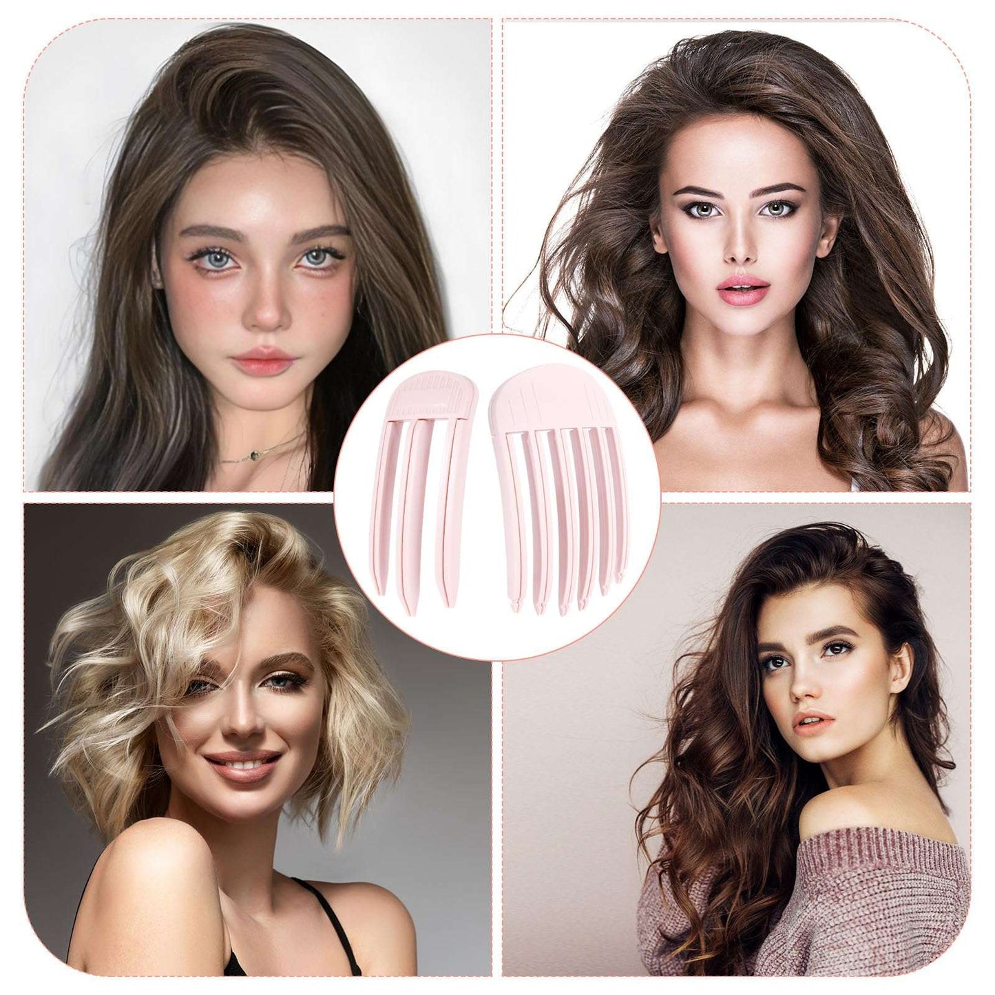 2PCS Volumizing Hair Clips for Women, Hair Volume Clip Styling Tools Volumizing Comb for Fluffy Bangs Clips for Root Lift, Root Booster Clips, Pink