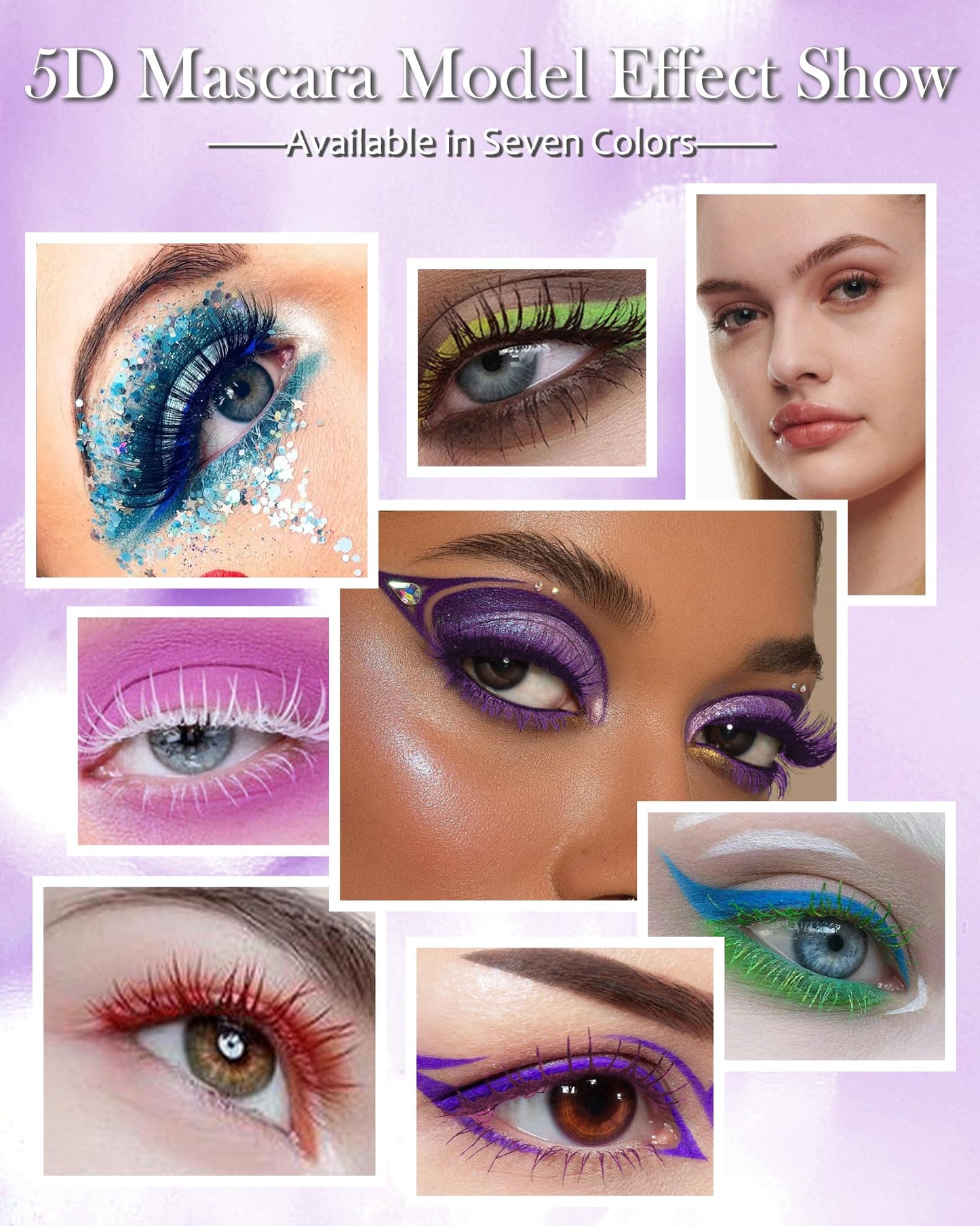 5D Green Mascara for Eyelashes-1Pcs Longlasting Waterproof Smudgeproof Colored Mascara Volume and Length,Curling Eye Lash rimel de pestañas,St Patrick’s Day Makeup Gift for Women Girl