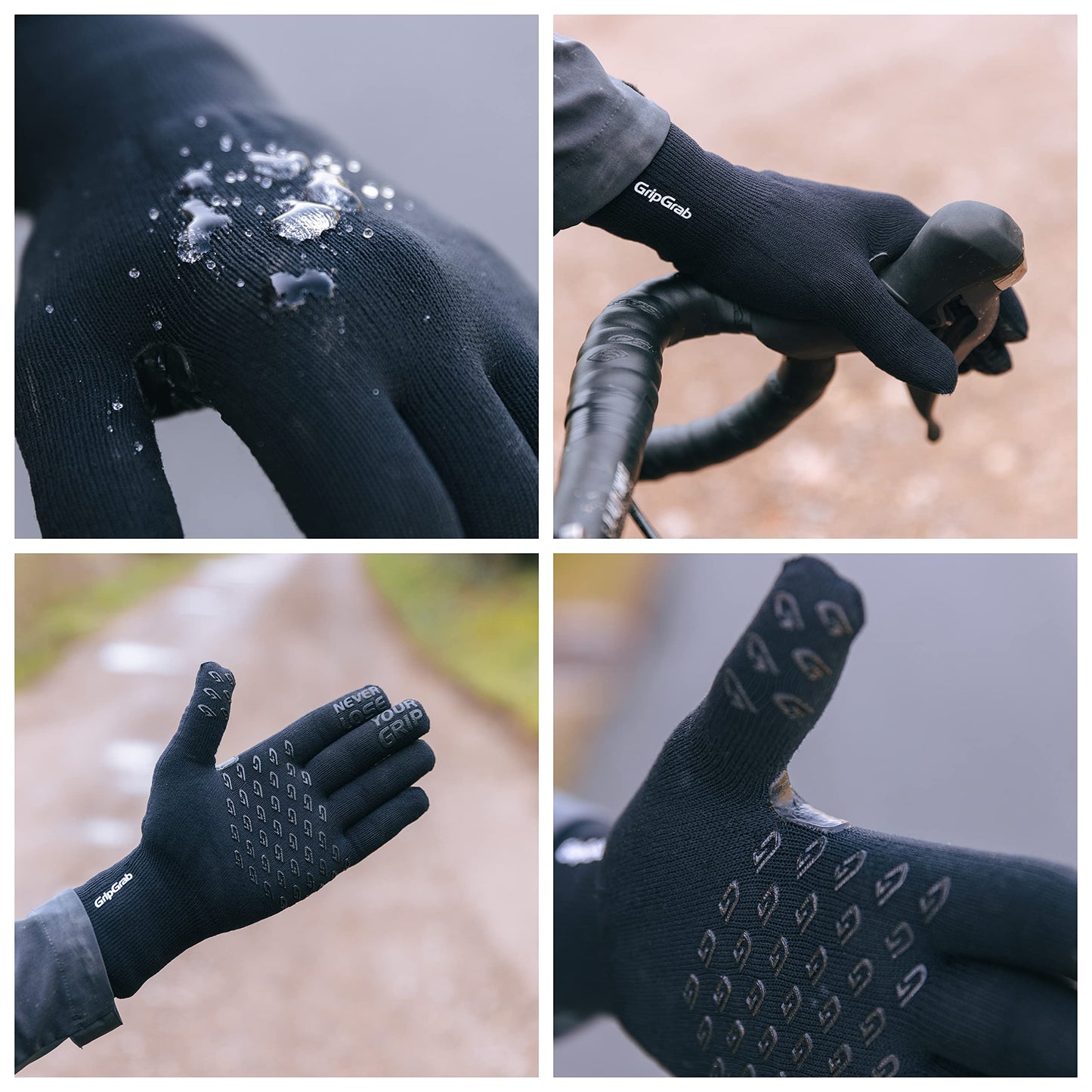 GripGrab Waterproof Knitted Thermal Cycling Gloves Anti-Slip Winter Bicycle Gloves Windproof Knit Full Finger Bike Gloves
