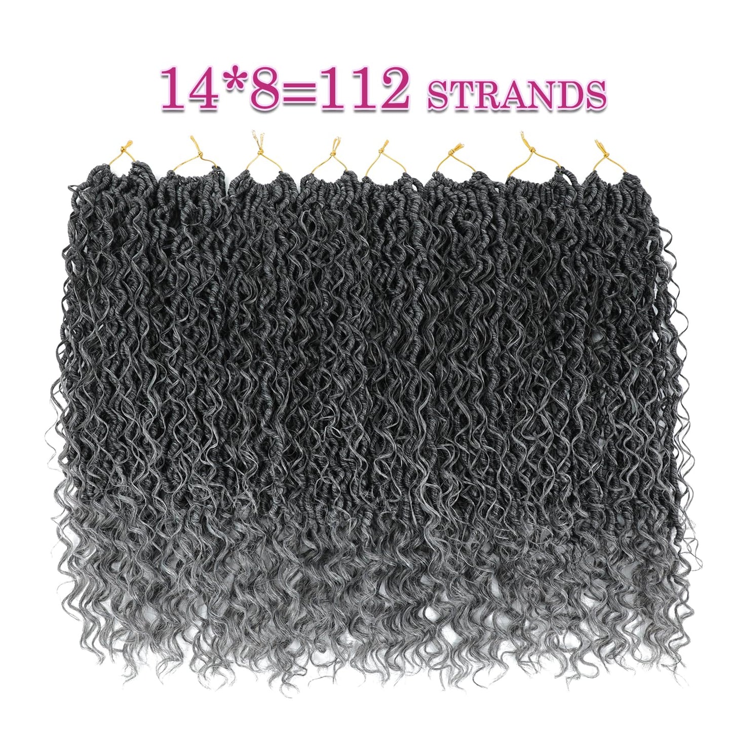 8 Packs Curly Faux Locs Crochet Hair 18 Inch Goddess Locs Crochet Hair, Hippie Locs Braids, Boho Style Hair Extensions (18 Inch, 8Packs, TGray)