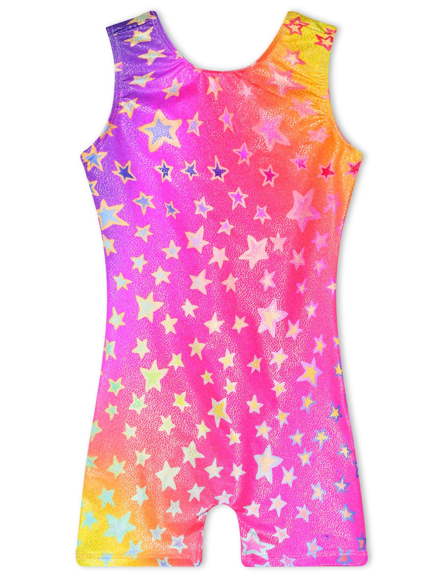 Gymnastics Leotards for Girls 5-6 Years Old Sparkly Hotpink Purple Stars One-Piece Tumbling Biketard Unitard