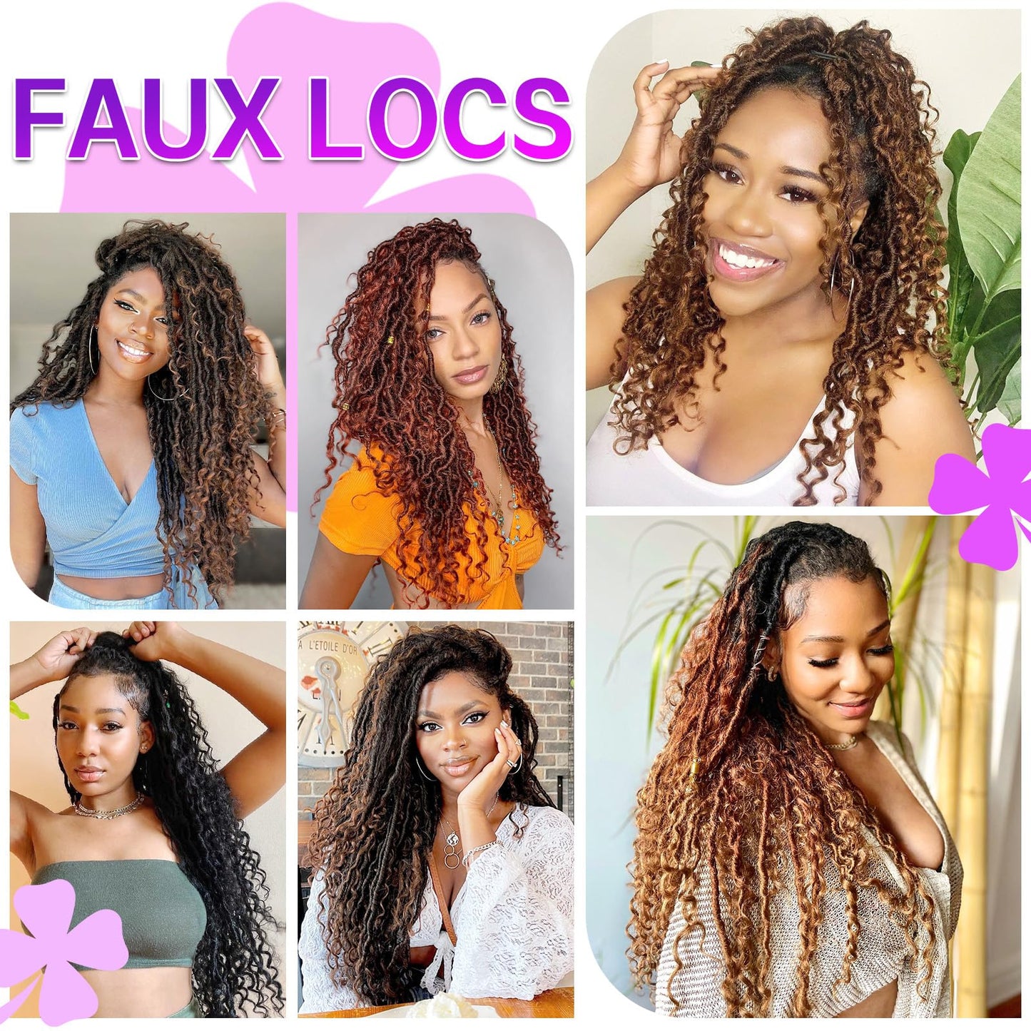 Goddess Locs Crochet Hair 8Packs River Faux Locs Crochet Hair for Black Women Pre Looped Synthetic Deep Curly Hairstyle (22in Tbug)