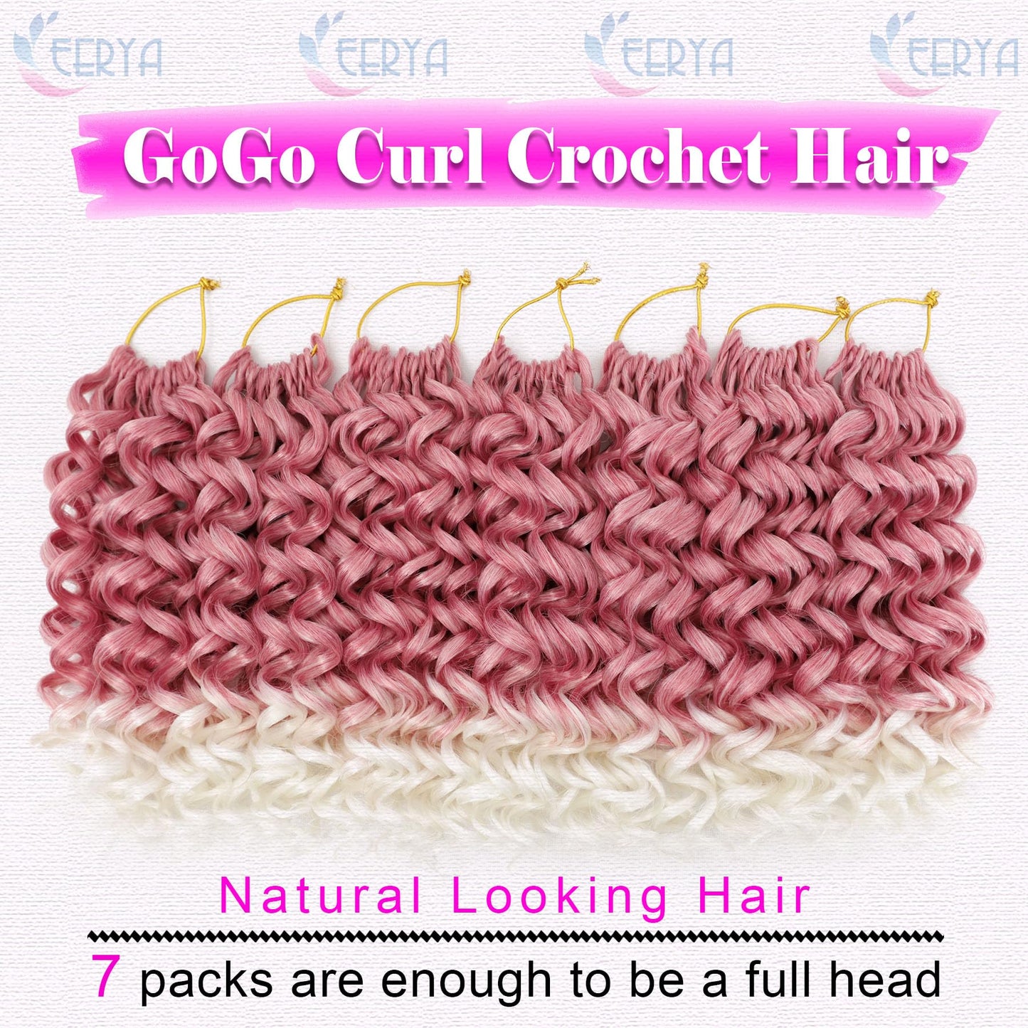 7 Packs GoGo Curl Crochet Hair 10 Inch Short Strawberries & Cream Curly Crochet Hair for Women Deep Wave Beach Curl Crochet Braids Synthetic Braiding Hair Extensions (10 Inch, Strawberries & Cream)