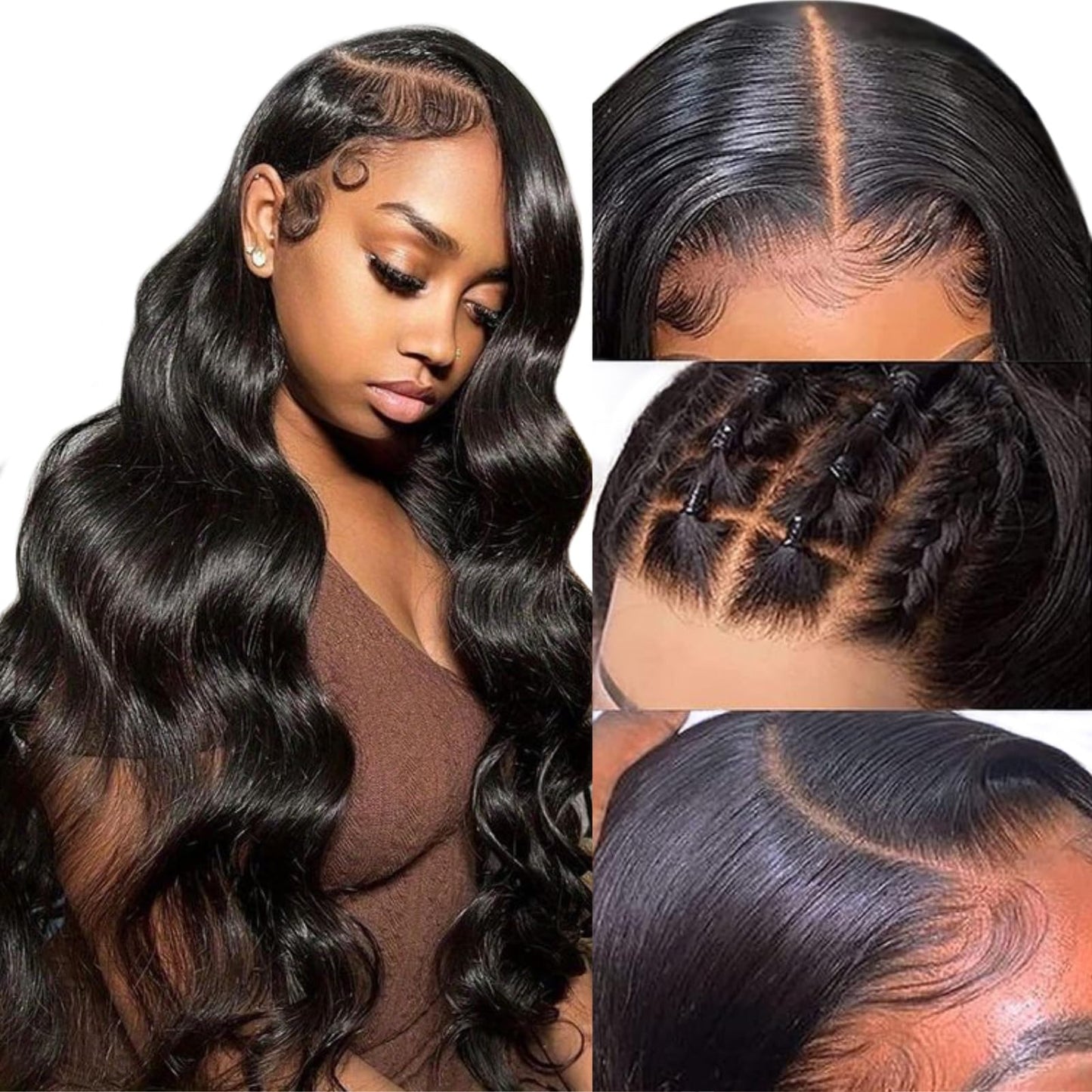 360 Lace Front Wigs Human Hair Pre Plucked,Glueless Virgin Human Hair Wave 360 Lace Frontal Wigs for Black Women With Baby hair (360 lace front wigs human hair loose wave, 22inch)