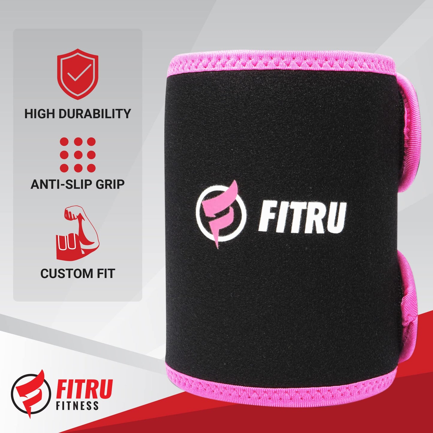 Fitru Premium Arm Trimmers for Men & Women | Sauna Arm Wraps for Flabby Arms Increasing Heat & Sweat During Exercise Pink