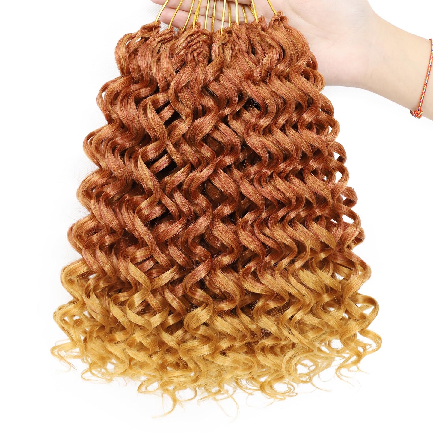 7 Packs GoGo Curl Crochet Hair 10 Inch Short Copper Flame Curly Crochet Hair for Women Deep Wave Beach Curl Crochet Braids Synthetic Braiding Hair Extensions (10 Inch, Copper Flame)