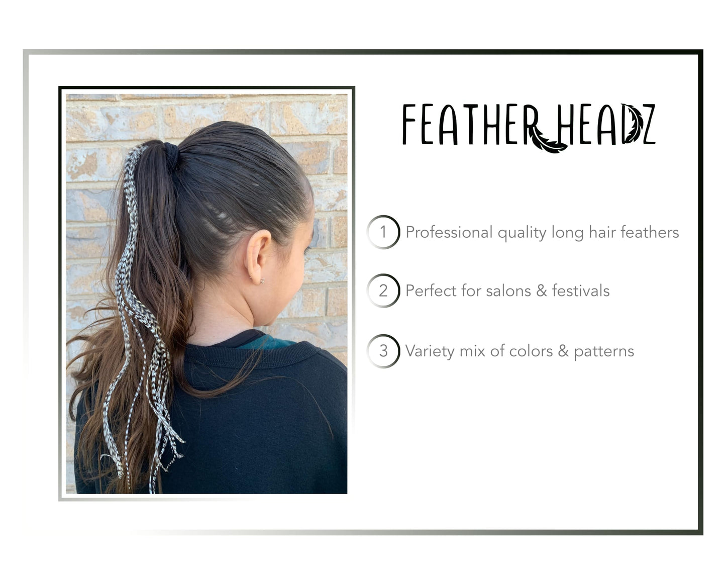 21 Grizzly Color Hair Feathers - 9”- 14” Long - Feathers for Hair Extension, Hair Extension DIY Kit - Eye-Catching Design - 20 Micro-link Beads - 100% Real Rooster Feathers