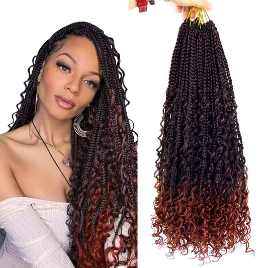 8 Packs Crochet Box Braids-18 Inch Boho Box Braids Crochet Braids Hair Bohomian Box Braid Crochet Hair Synthetic Braiding Hair Goddess Box Braids Crochet Hair for Black Women(1B/350#)…
