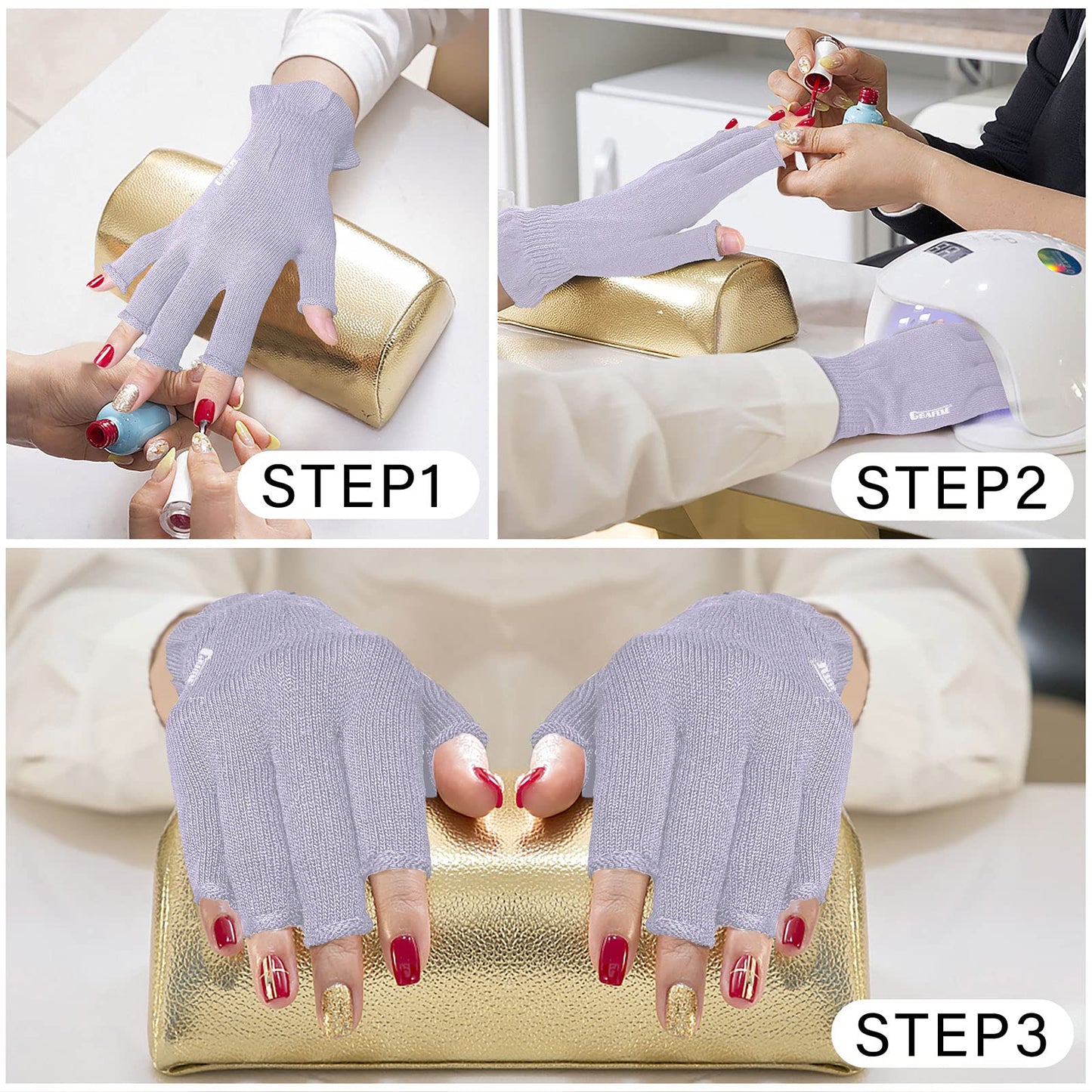 GSAFEME Cotton Gloves for Dry Hands - Fingerless Touchscreen Moisturizing Gloves for Sleeping - Cotton Eczema Gloves for Men and Women, Purple S/M 3 Pairs