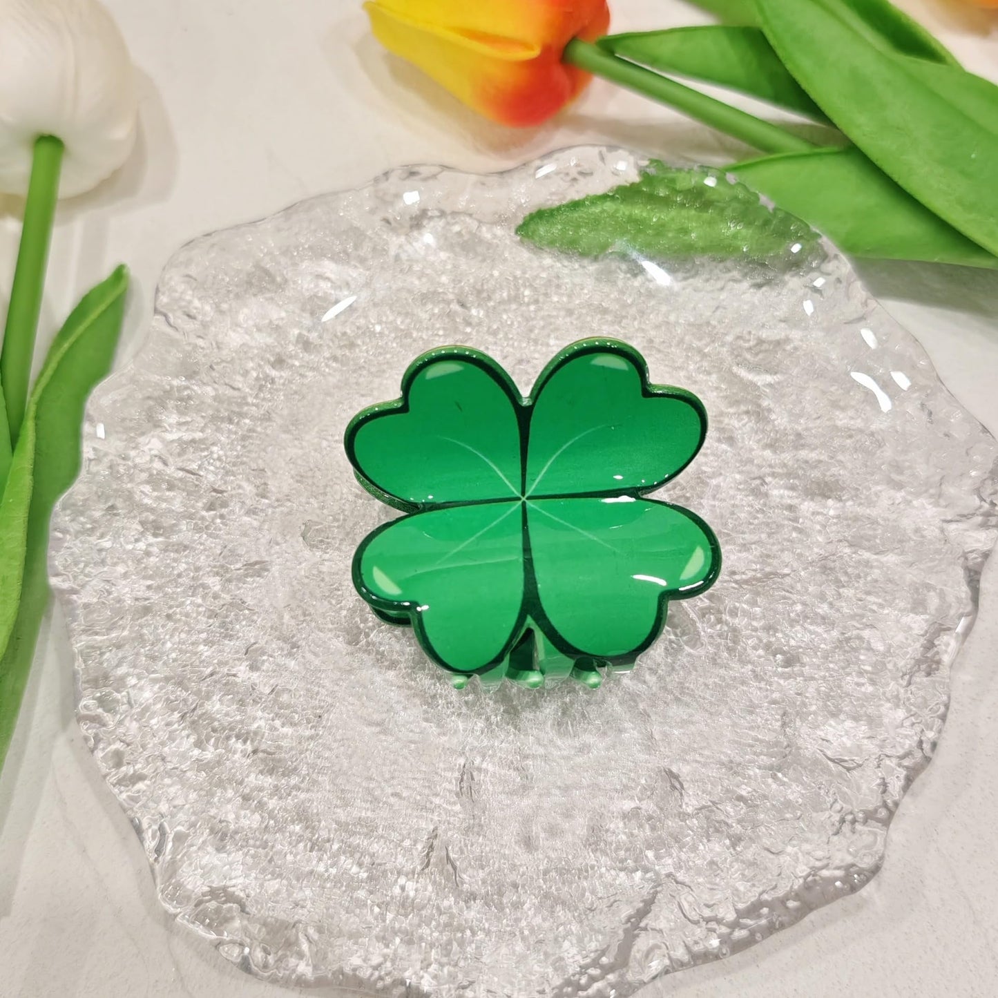 2pack St. Patrick's Day Green Shamrock Hair Claw Clips for Women Girls,Irish Lucky Clover Hair Jaw Barrettes,Holiday Party Favor Gift Decor Accessories