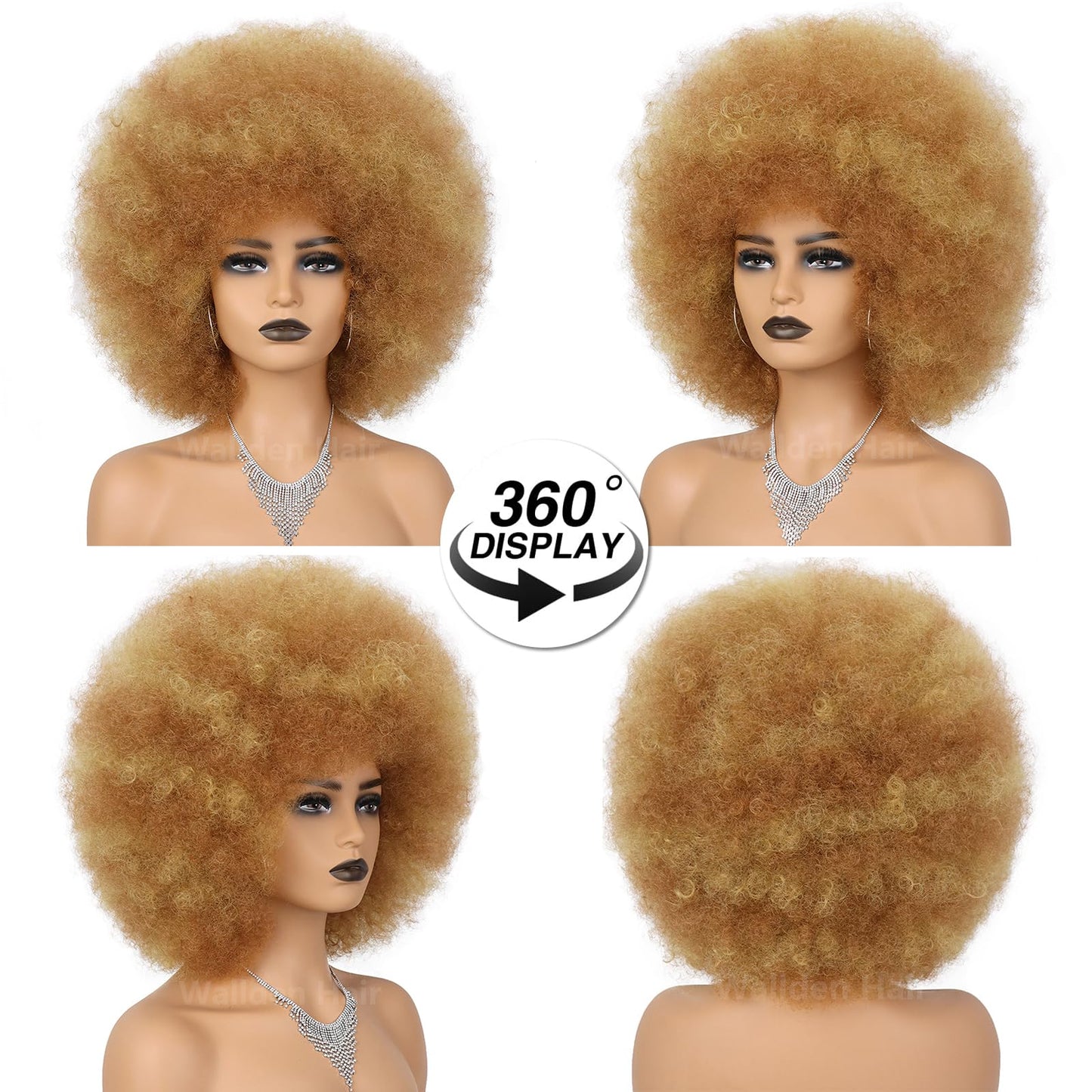 Wallden Hair Short Afro Puff 70s Wigs for Black Women Glueless Wear and Go Wig Fluffy Shoulder Length Heat Resistant Bouncy Colorful Wig and Synthetic Wigs (27/30#)