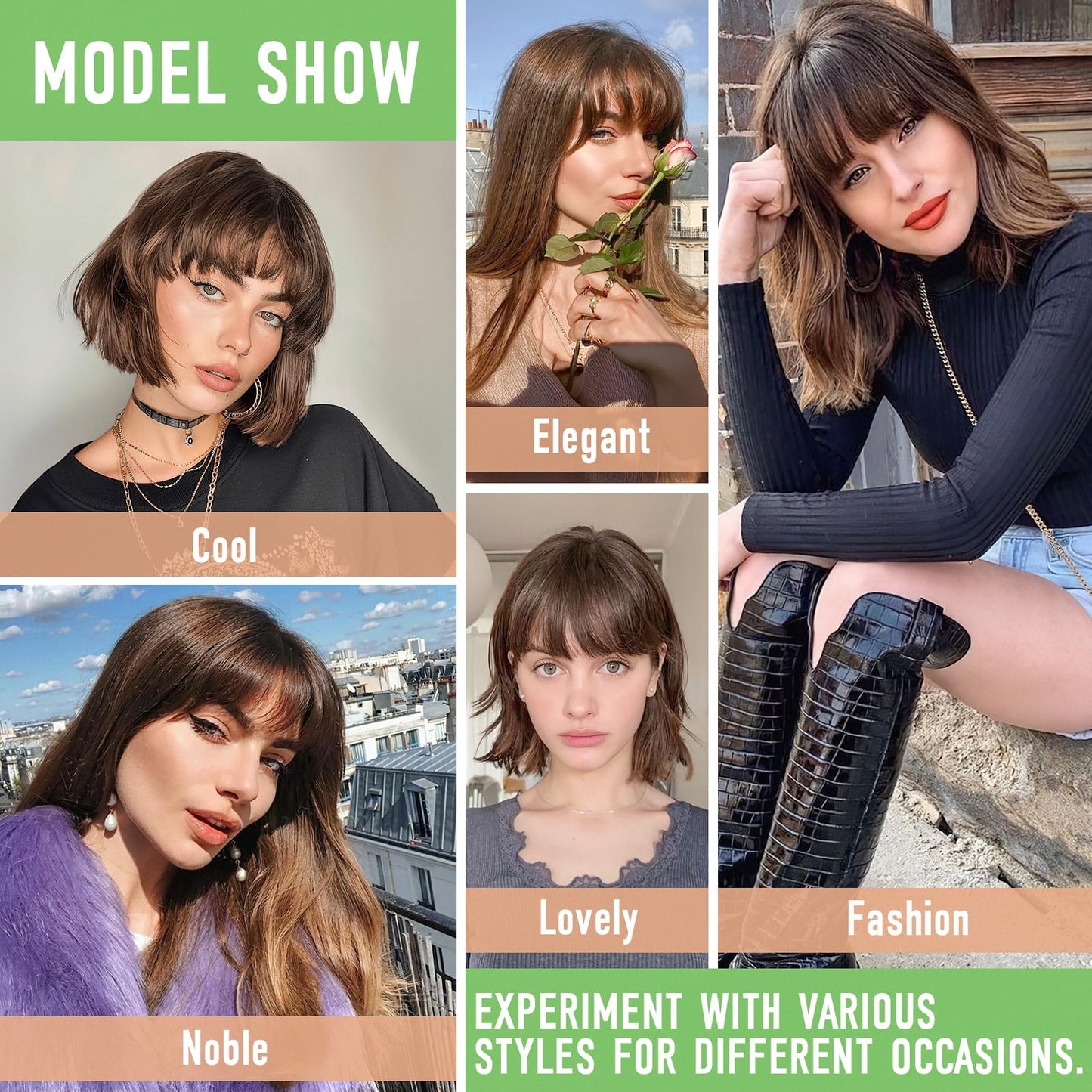 Cephermer Bangs Hair Clip in Bangs 360°3D Cover Hair Topper Synthetic HairPieces for Women Dark Brown Wispy Fake Bangs Toppers for Daily Wear