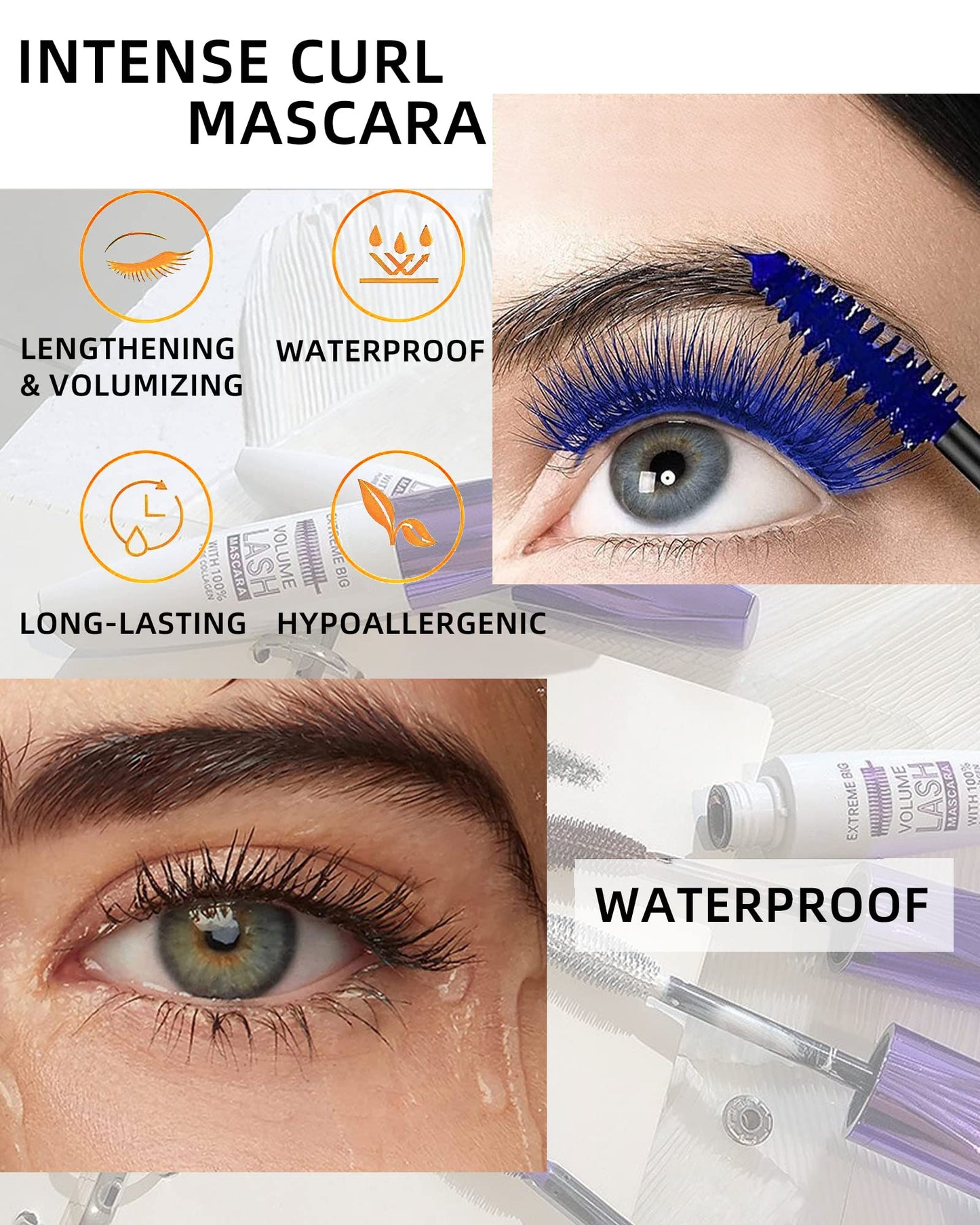5D Green Red Mascara for Eyelashes,Longlasting Waterproof Smudge-Proof Colored Mascara Volume and Length, Volumizing Curling Fiber rimel de pestañas, Cosplay Party Stage Eye Makeup for Women Girl