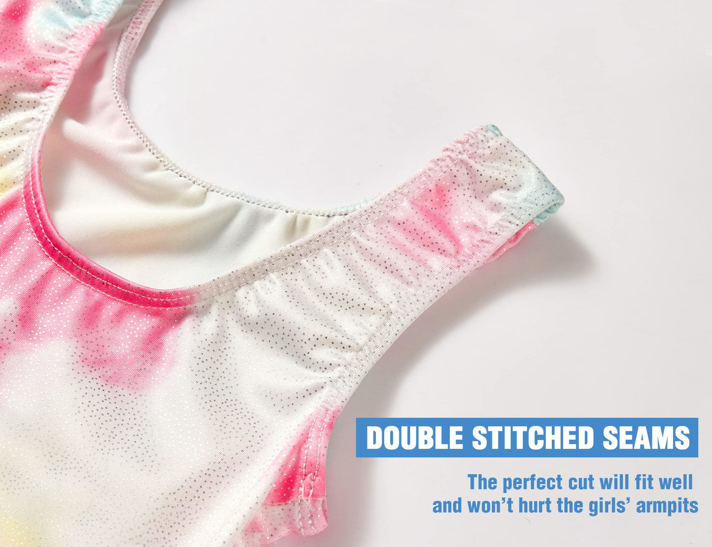Gymnastics Leotards for Girls 7 8 Years Old Sparkly Tie Dye Sleeveless Kids Biketard Profession Cheer Tumbling Unitard