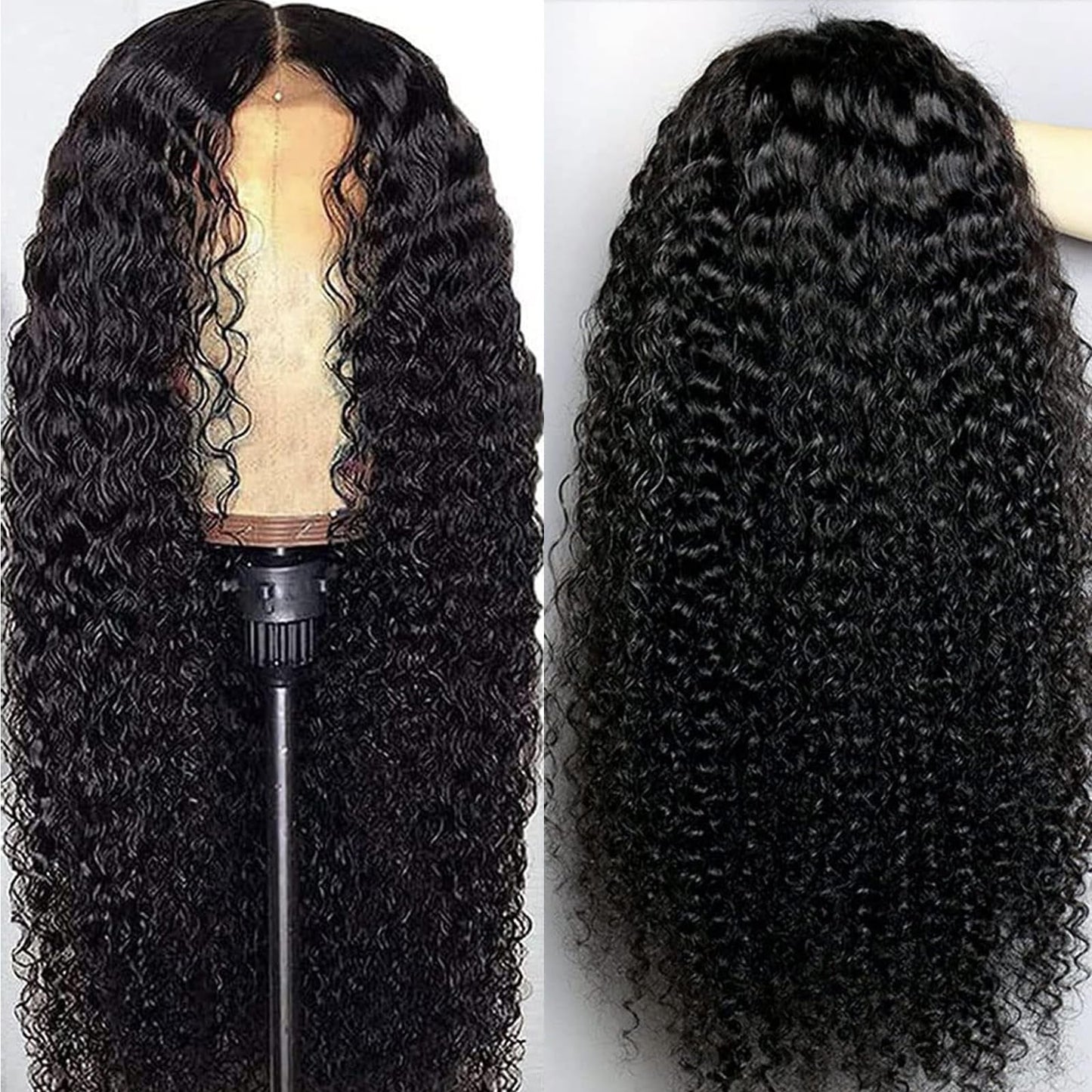 4x4 Kinky Curly Lace Closure Wigs Human Hair Wigs for Black Women HD Human Hair Lace Closure Wigs Pre Plucked with Baby Hair Wet and Wavy Brazilian Virgin Curly Lace Wigs 180% Density (26 Inch)