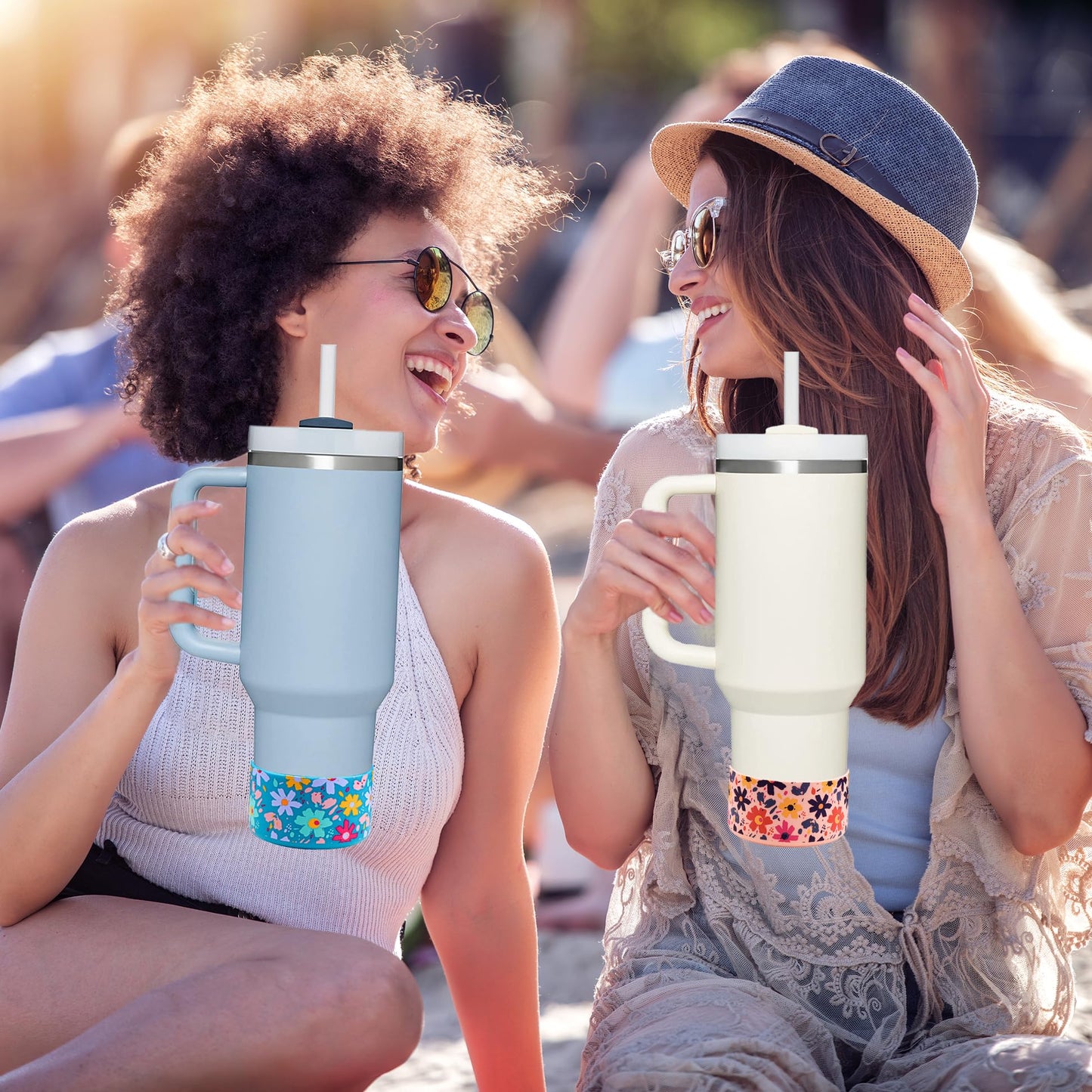 HEYSKAY 2pcs Protective Flask Silicone Boot Base for Stanley Quencher Adventure 40oz & Stanley IceFlow 20oz 30oz Tumbler, and Compatible with 12oz-24oz Hydro Water Bottles, Simple Modern and More