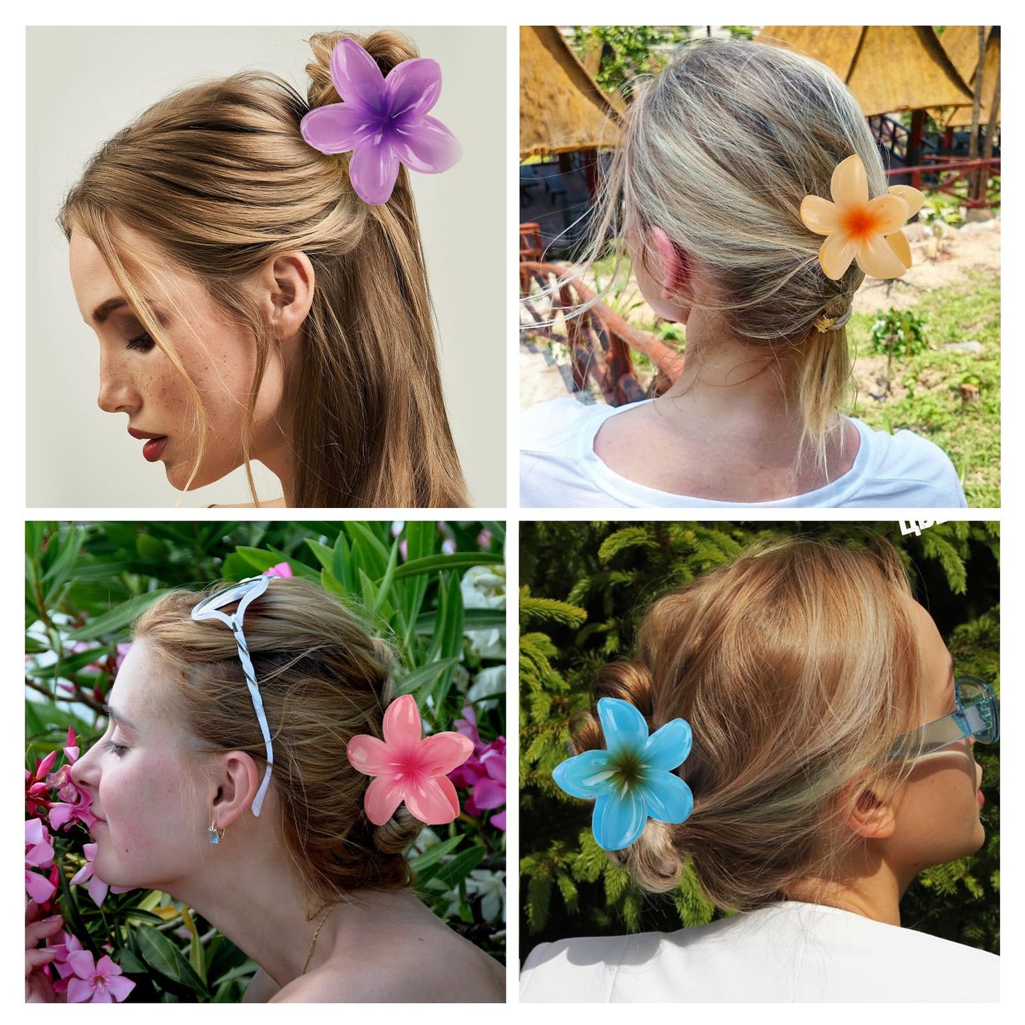 6PCS 3D Effect Flower Hair Clips Set【NO Damage】【Strong Grip】【Non-Slip】Hair Clips For Thin Hair/Thick Hair,Flower Claw Clips For Women,Multicolor E