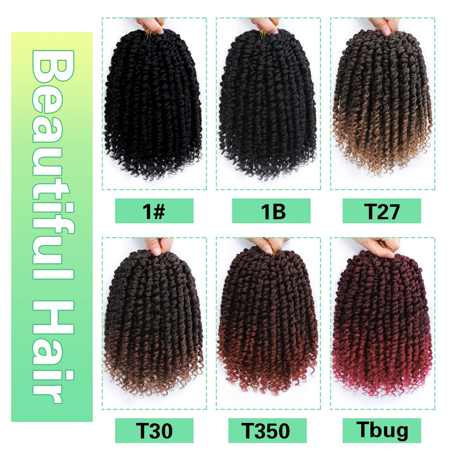 Passion Twist Crochet Hair 8Inch Passion Twist Hair 8 Packs Pre Looped Passion Twist Curly Crochet Hair Short Crochet Hair for Black Women Extensions (T30-8pack)β¦