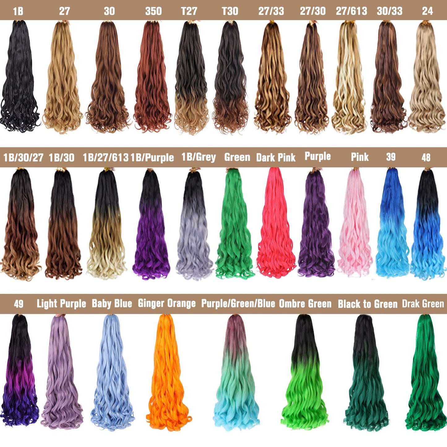 COOKOO French Curl Braiding Hair 22 Inch 2 Packs Loose Wave for Box Braids Spanish Curly Silky Spiral Curl Crochet Pre Stretched Bouncy Hair for Women 1B#