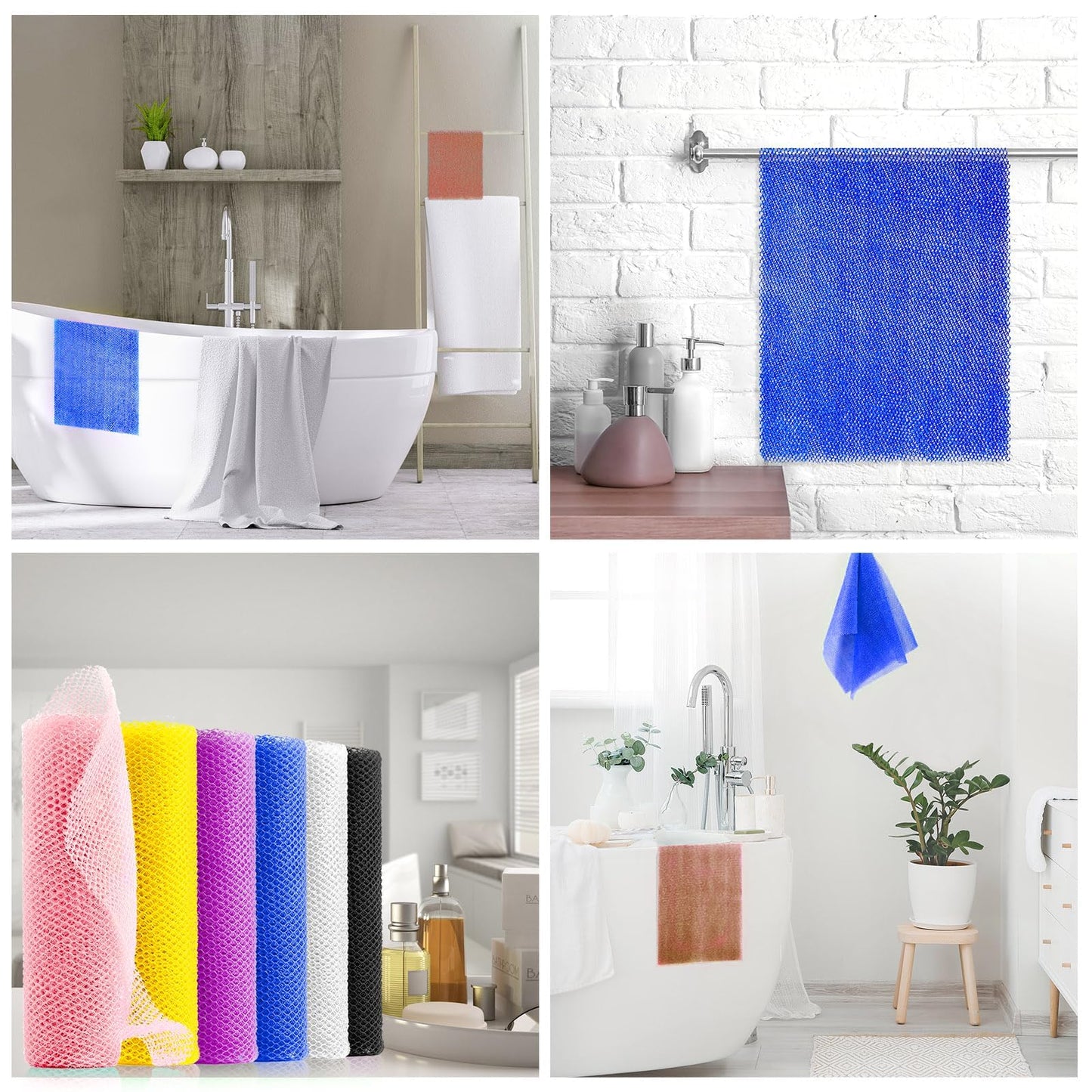 6 Pieces African Bath Sponge African Net Long Net Bath Sponge Exfoliating Shower Body Scrubber Back Scrubber Skin Smoother,Great for Daily Use (Pink, Yellow, Purple, Blue, Black, Off-White)