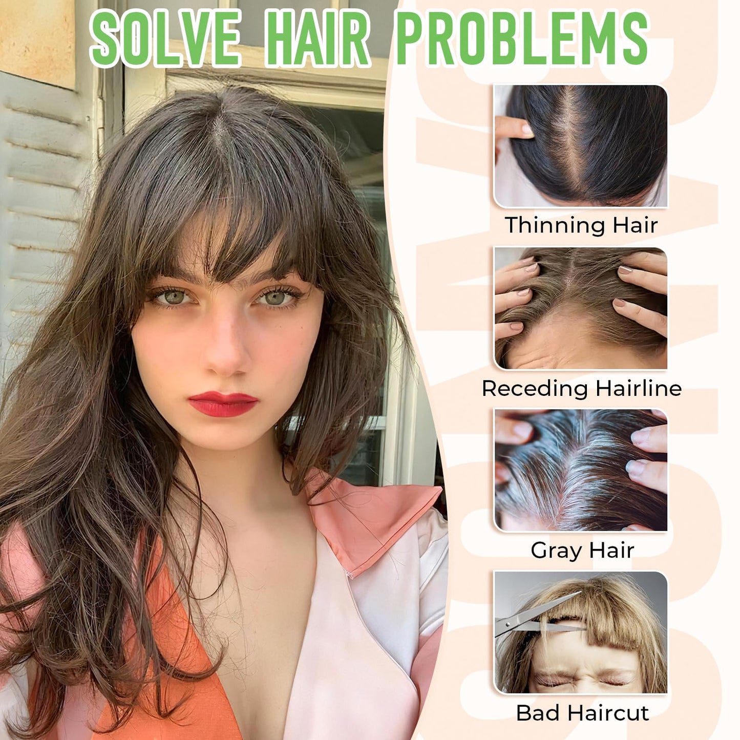 Cephermer Bangs Hair Clip in Bangs 360°3D Cover Hair Topper Synthetic HairPieces for Women Dark Brown Wispy Fake Bangs Toppers for Daily Wear