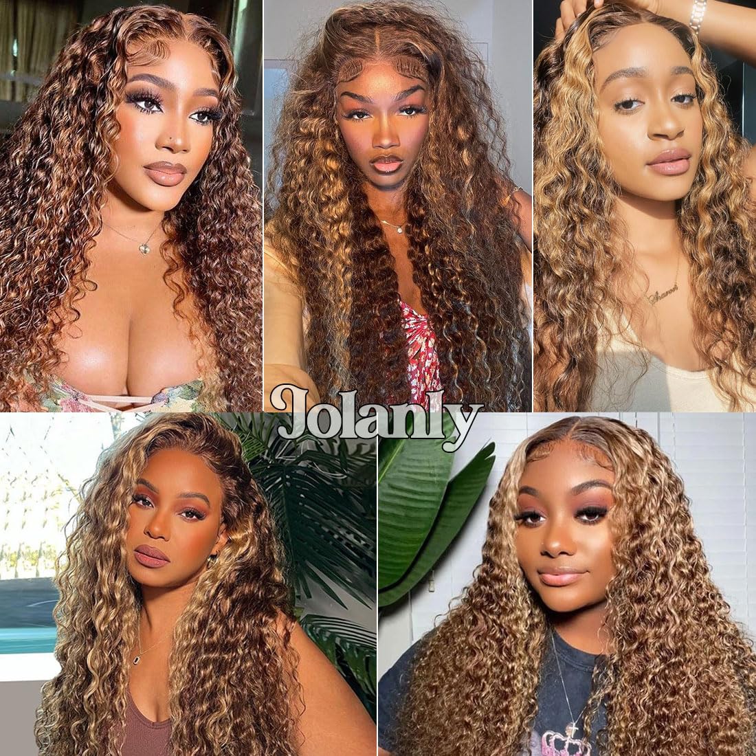 4/27 Highlight Honey Blonde Glueless Wigs Human Hair Pre Plucked Pre Cut 5x5 HD Lace Closure Ombre Wig Human Hair Curly Lace Front Wig Deep Wave Human Hair Wig Wear And Go Glueless Wig 24 inch
