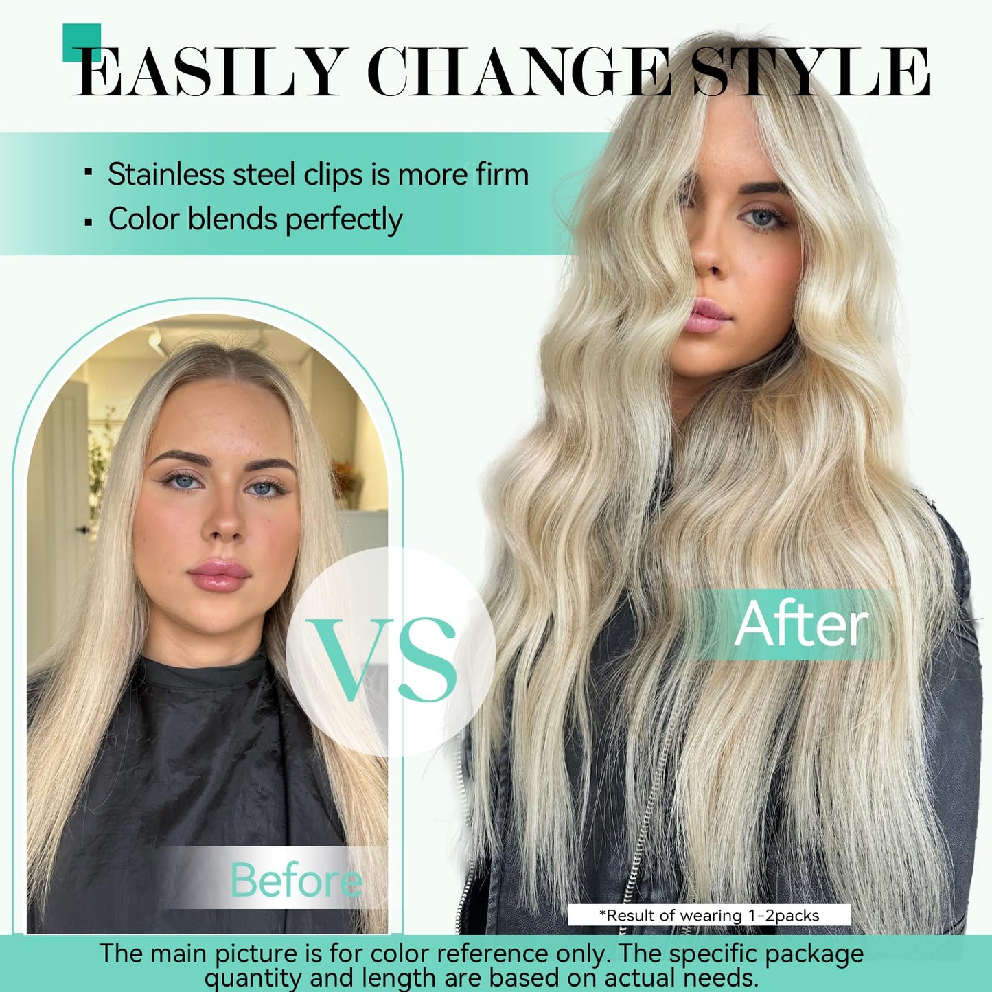 Ukira Blonde Clip in Hair Extensions, 15 Inch 70g 7pcs Ash Blonde Mixed Bleach Blonde Highlighted Hair Extensions, Ntural Straight Remy Human Hair Clip in Extensions for Women