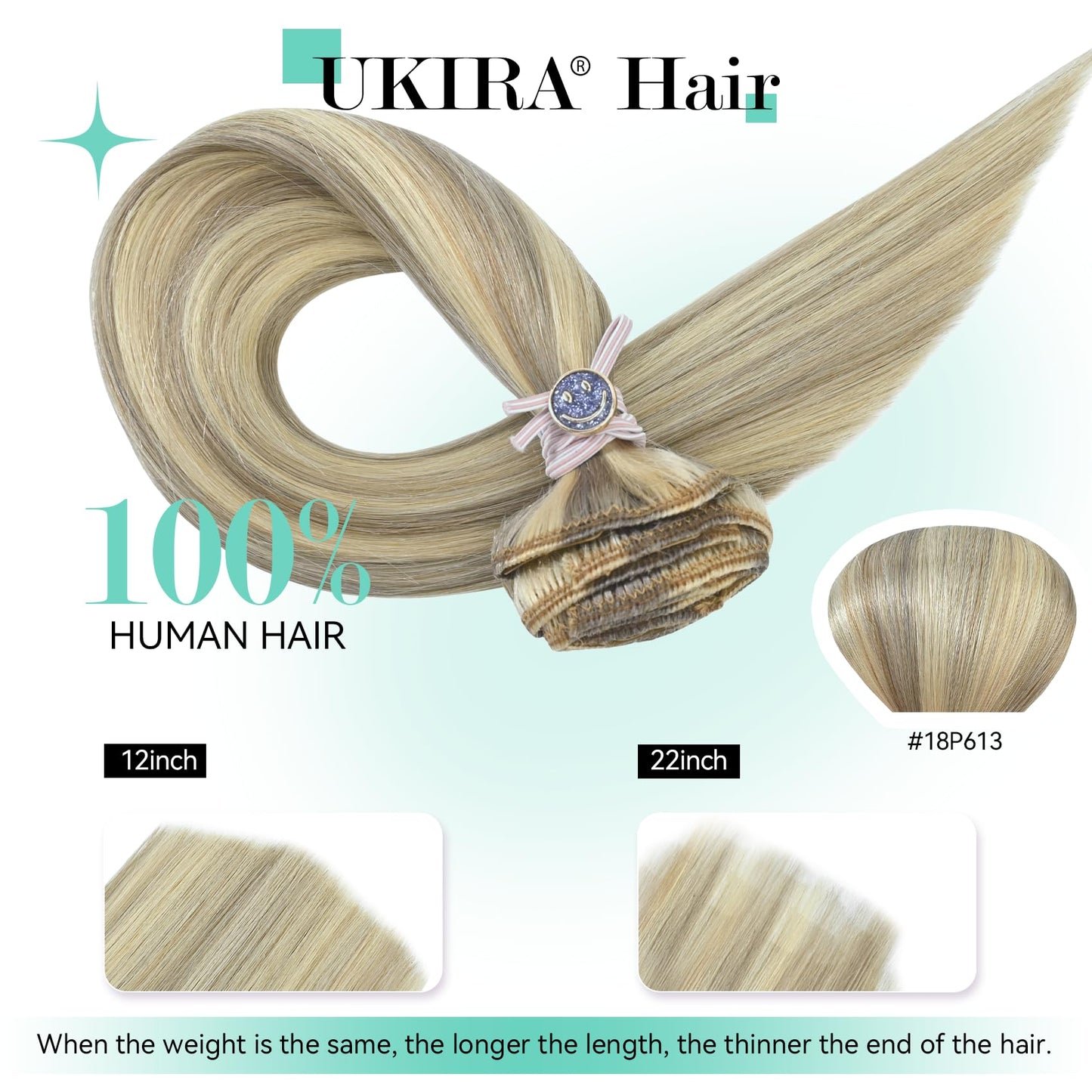 Ukira Blonde Clip in Hair Extensions, 15 Inch 70g 7pcs Ash Blonde Mixed Bleach Blonde Highlighted Hair Extensions, Ntural Straight Remy Human Hair Clip in Extensions for Women