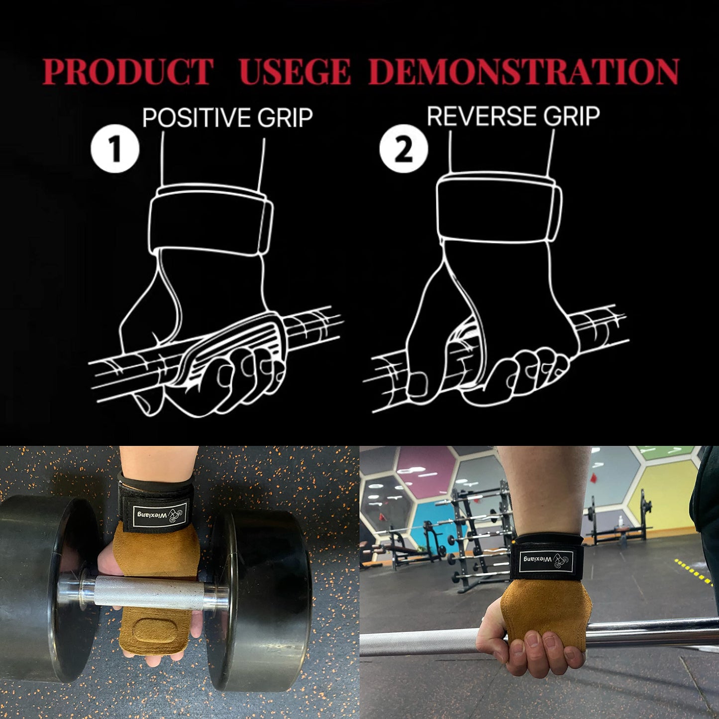 Wiexiang Adjustable Neoprene Padded Wrist straps for Weightlifting,Weight Lifting Straps Gym weight lifting wrist wraps,Gym Accessories for women for Men/Women(Pair)