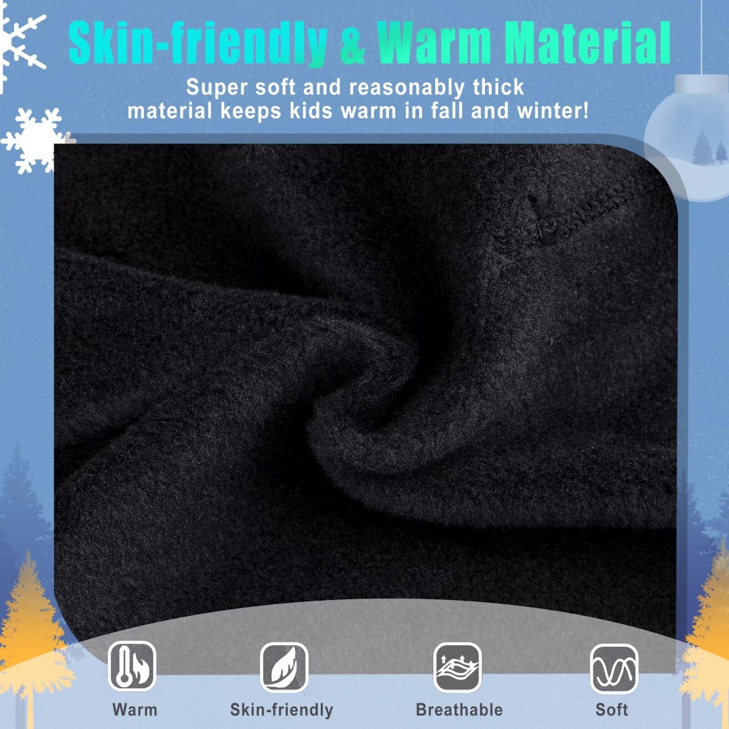 2 Pack Kids Balaclava Face Mask for Boys Girls, Windproof Winter Hat Ski Mask for Cold Weather, Breathable Face Warmer for Sports Skiing Cycling-3 Black Blue