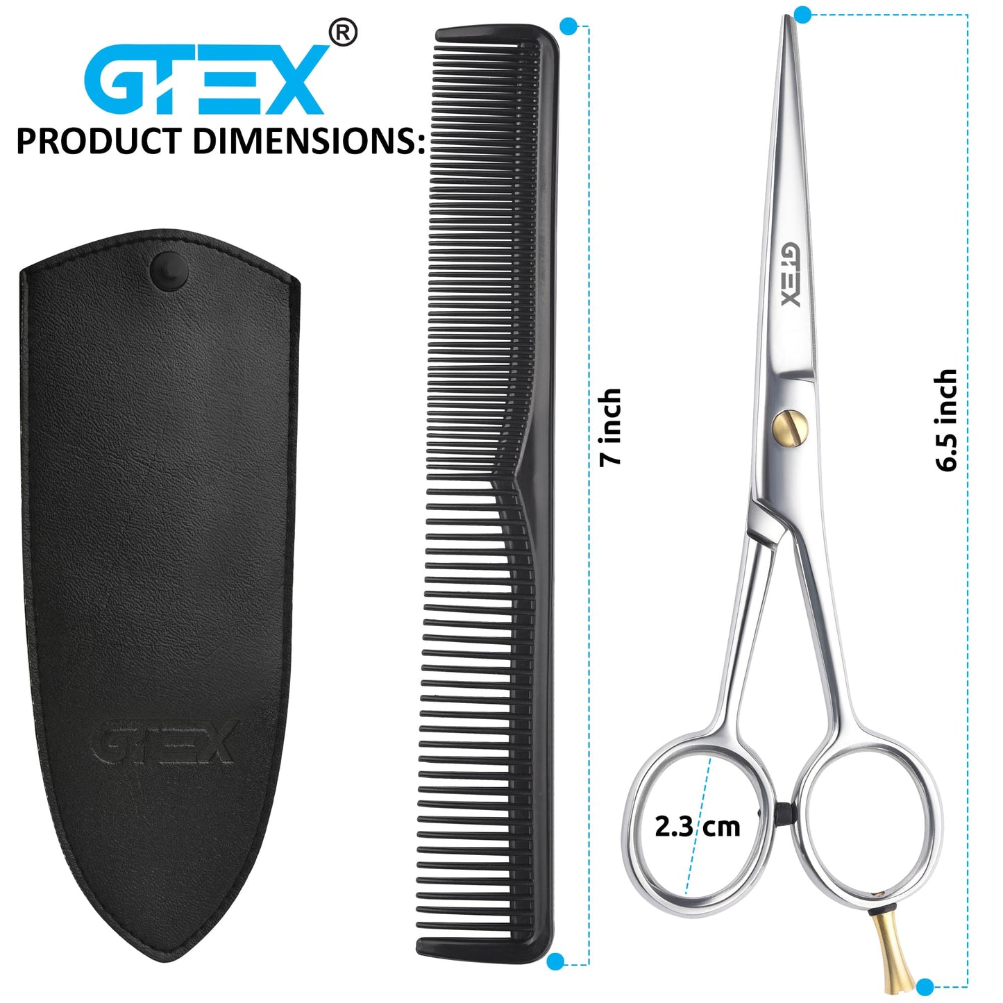 GTEX Hair Scissors, 6.5 inch Professional Hair Cutting Scissors for Women Men Adults - Barber Scissors Hair Shears - Super Sharp Haircut Scissors - Tijeras De Peluqueria Profesional