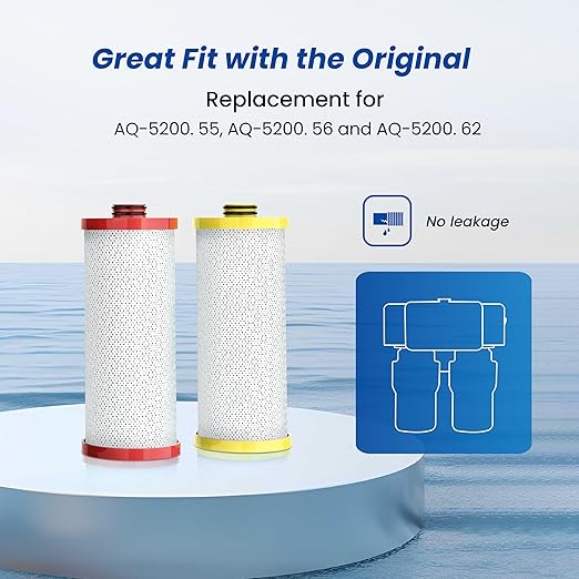 Waterspecialist Replacement for Aquasanaยฎ AQ-5200R Under Sink Water Filter, 500 Gallons Filter Life, Fit AQ-5200. 56 and AQ-5200. 62, 2 Filters